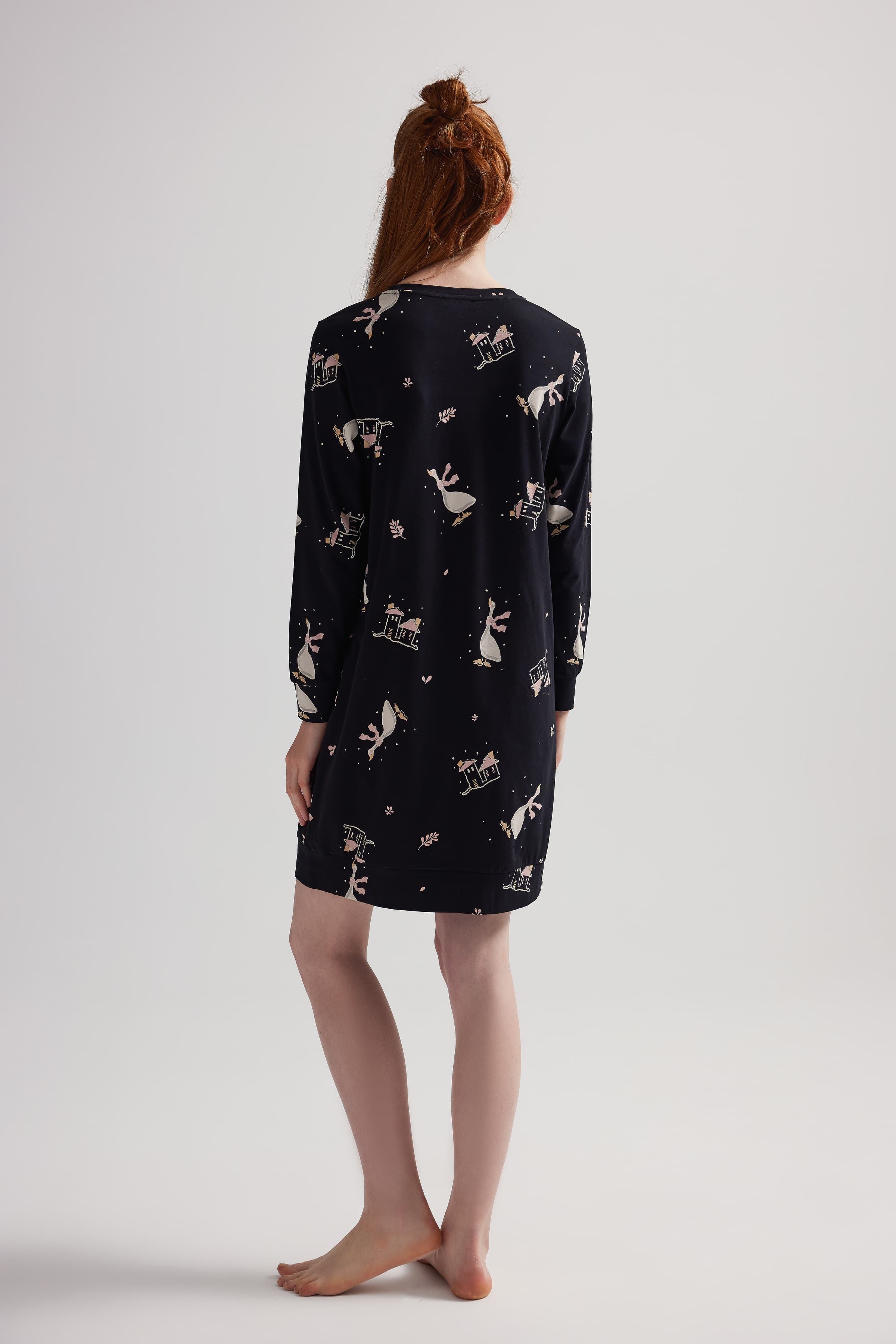 Women's White Printed Cotton Nightgown — view 4