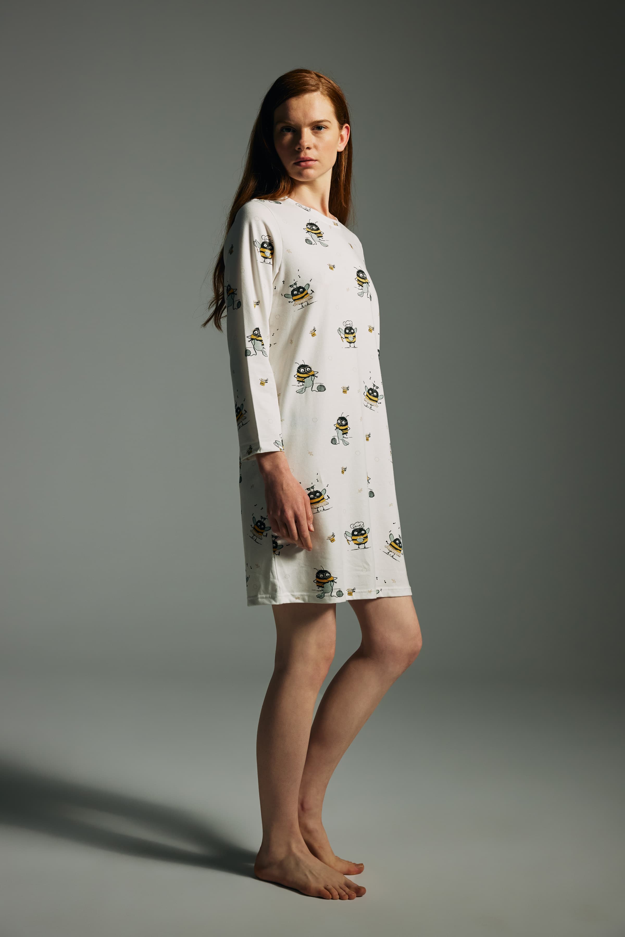 Women's Yellow Printed Cotton Nightgown — view 2
