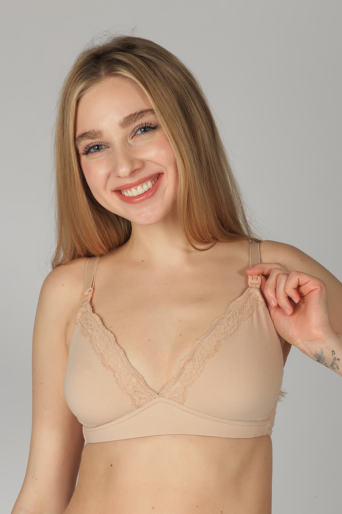 Women's Neutral Cotton Nursing Bra — view 1