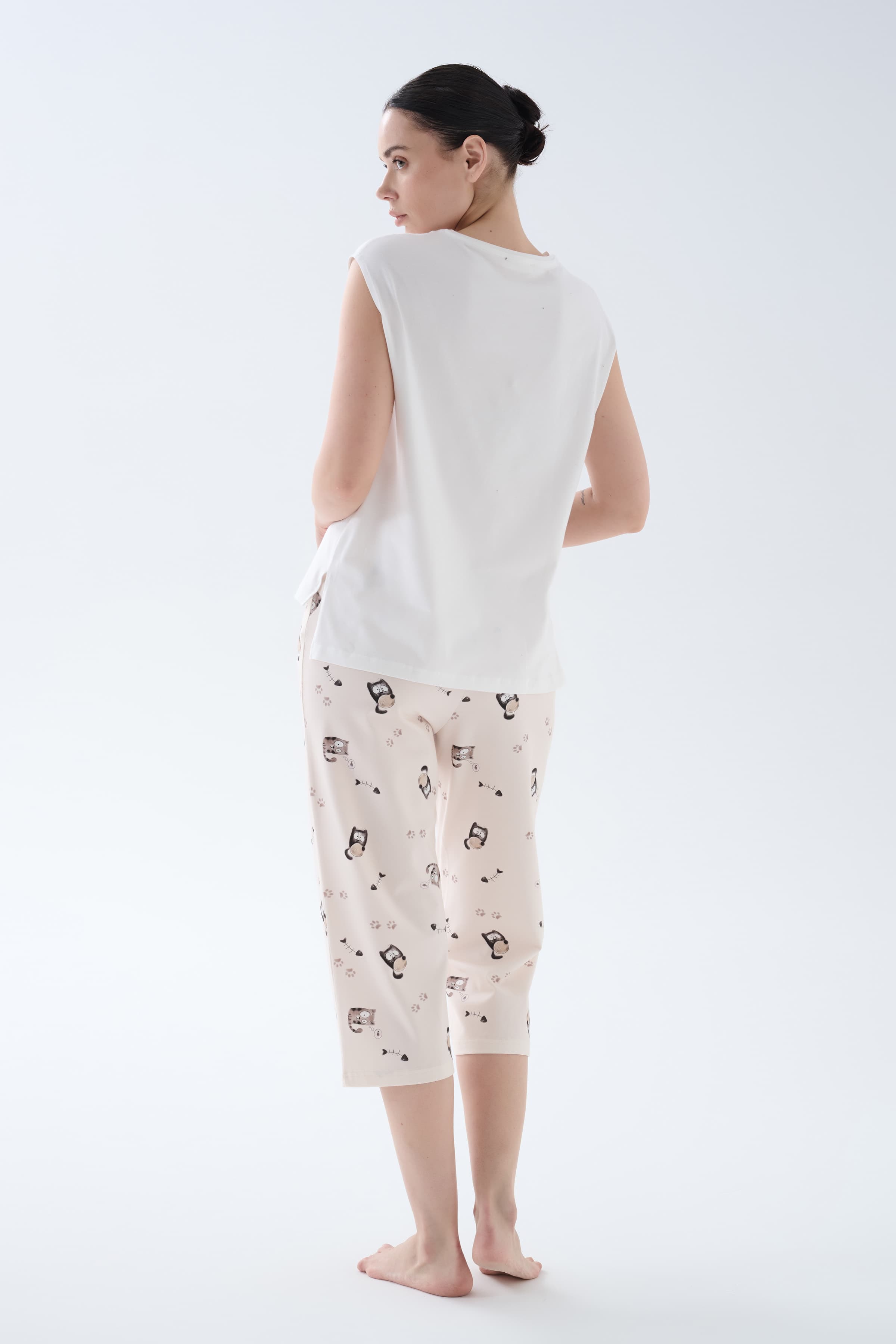 Women's Ecru Cotton Pajama Set — view 2