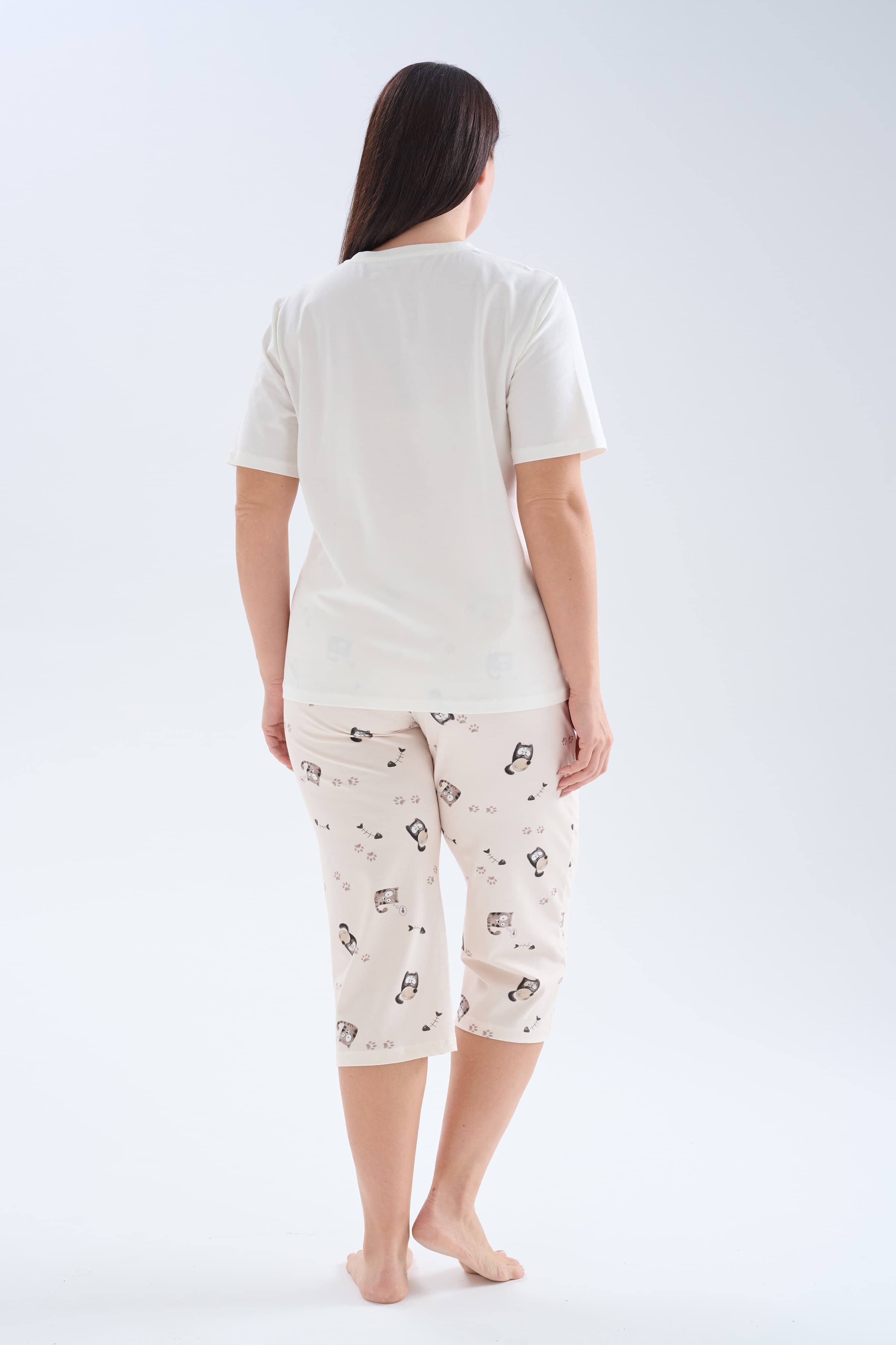 Women's Ecru Cotton Pajama Set — view 2