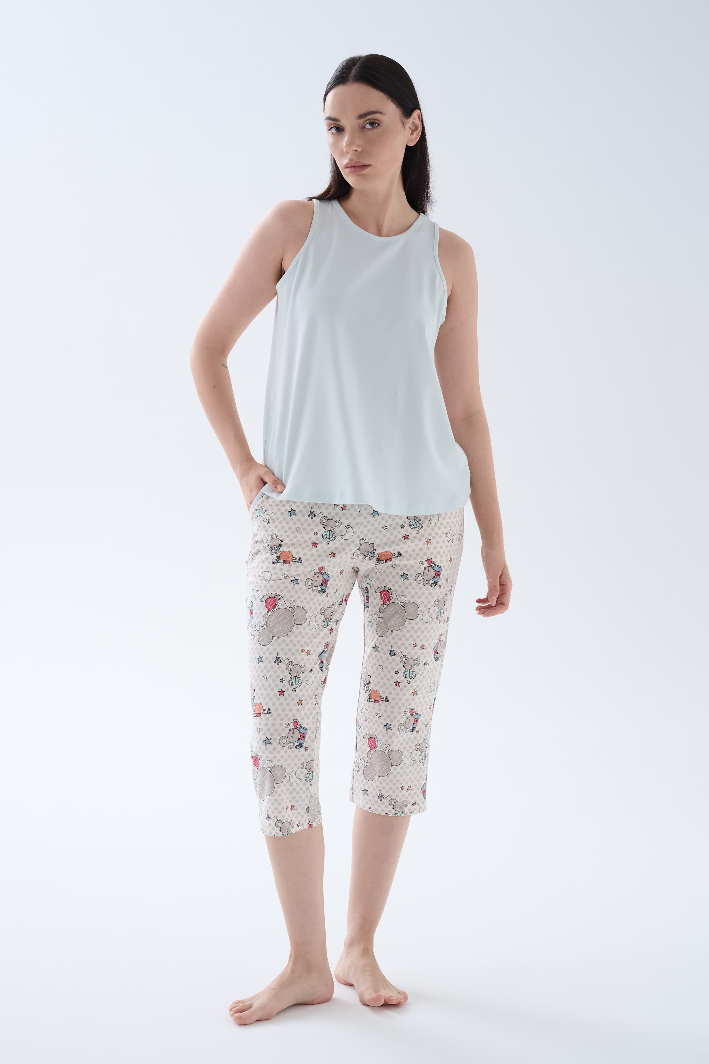 Women's Green Cotton Pajama Set — view 1