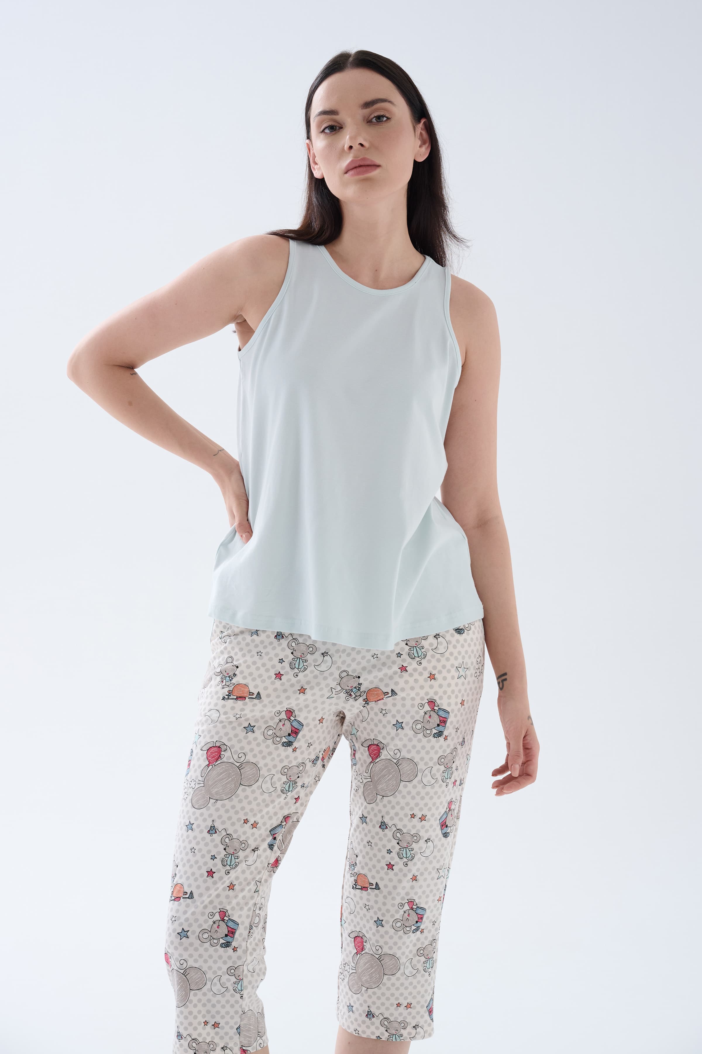 Women's Green Cotton Pajama Set — view 3