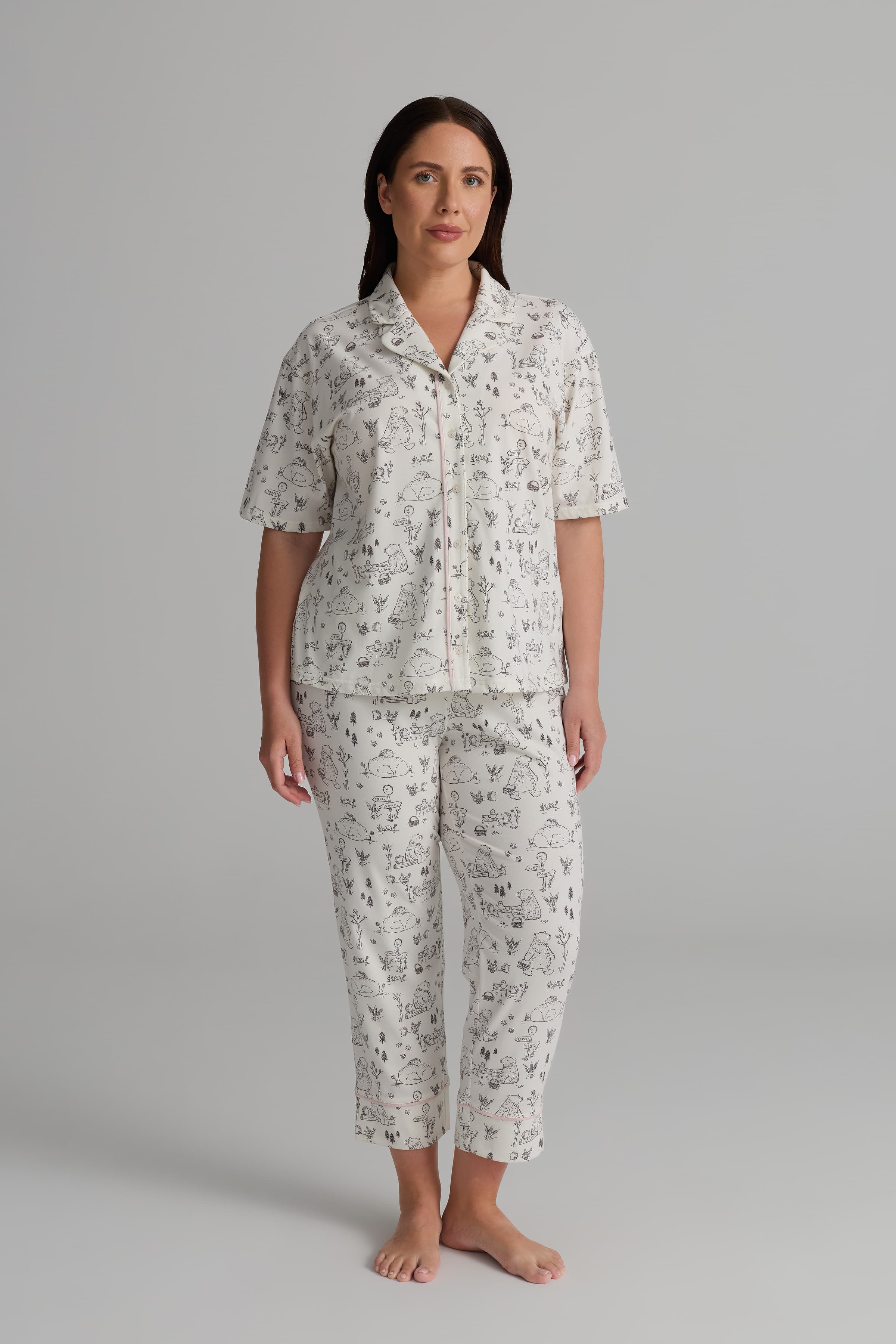 Women's Grey Cotton Pajama Set — view 1