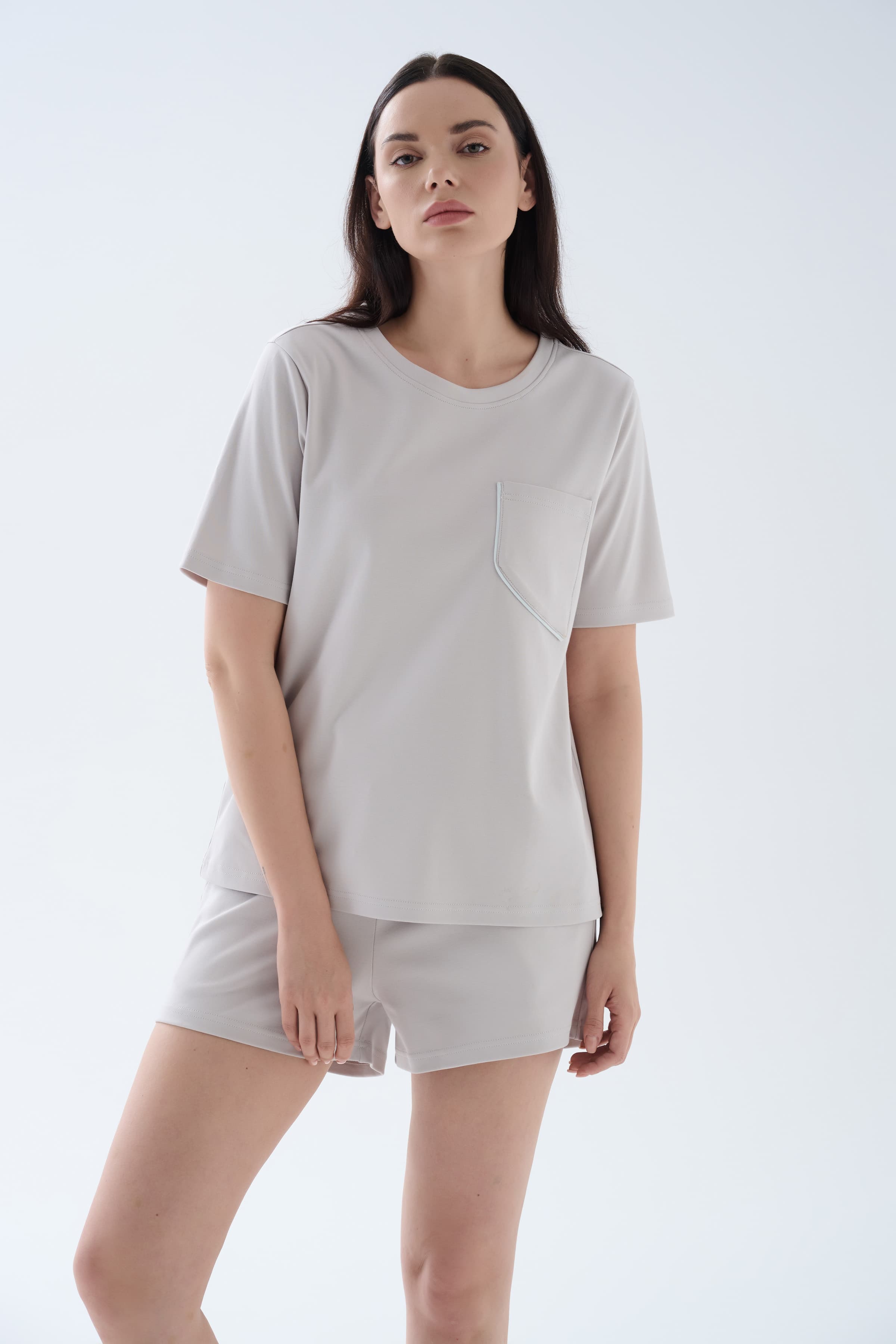 Women's Grey Cotton Pajama Set — view 1