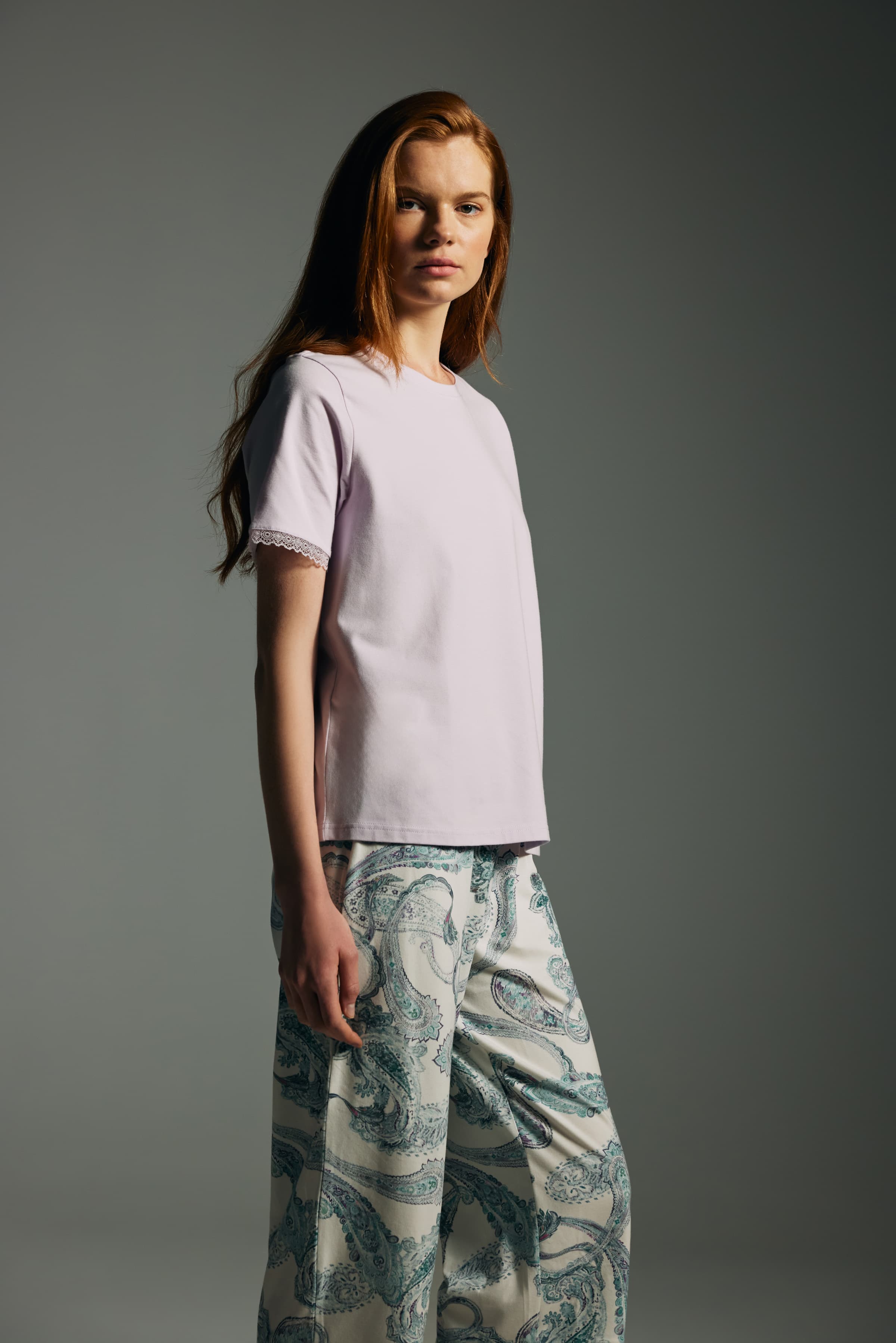 Women's Lilac Cotton Pajama Set — view 4