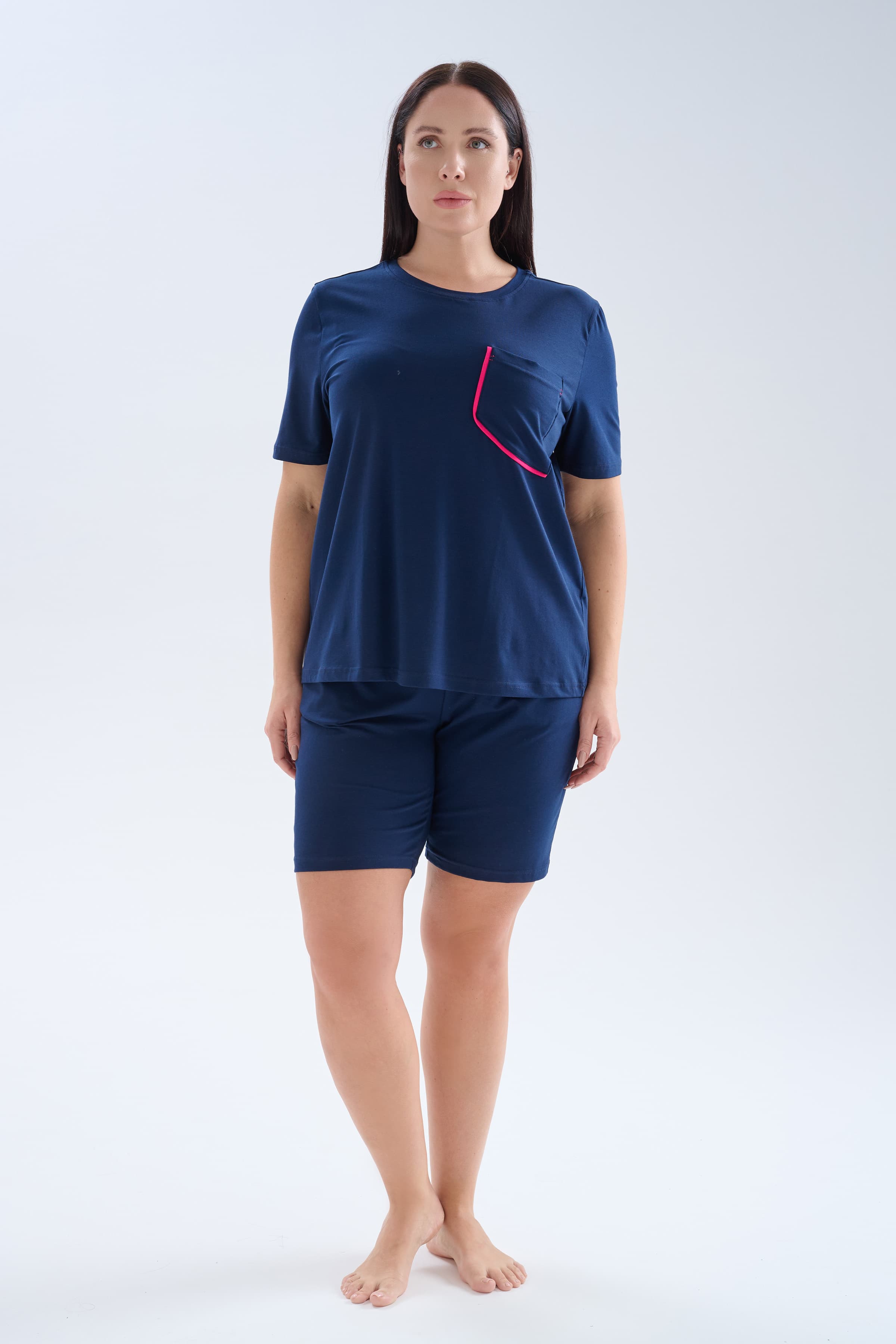 Women's Navy Cotton Pajama Set — view 2