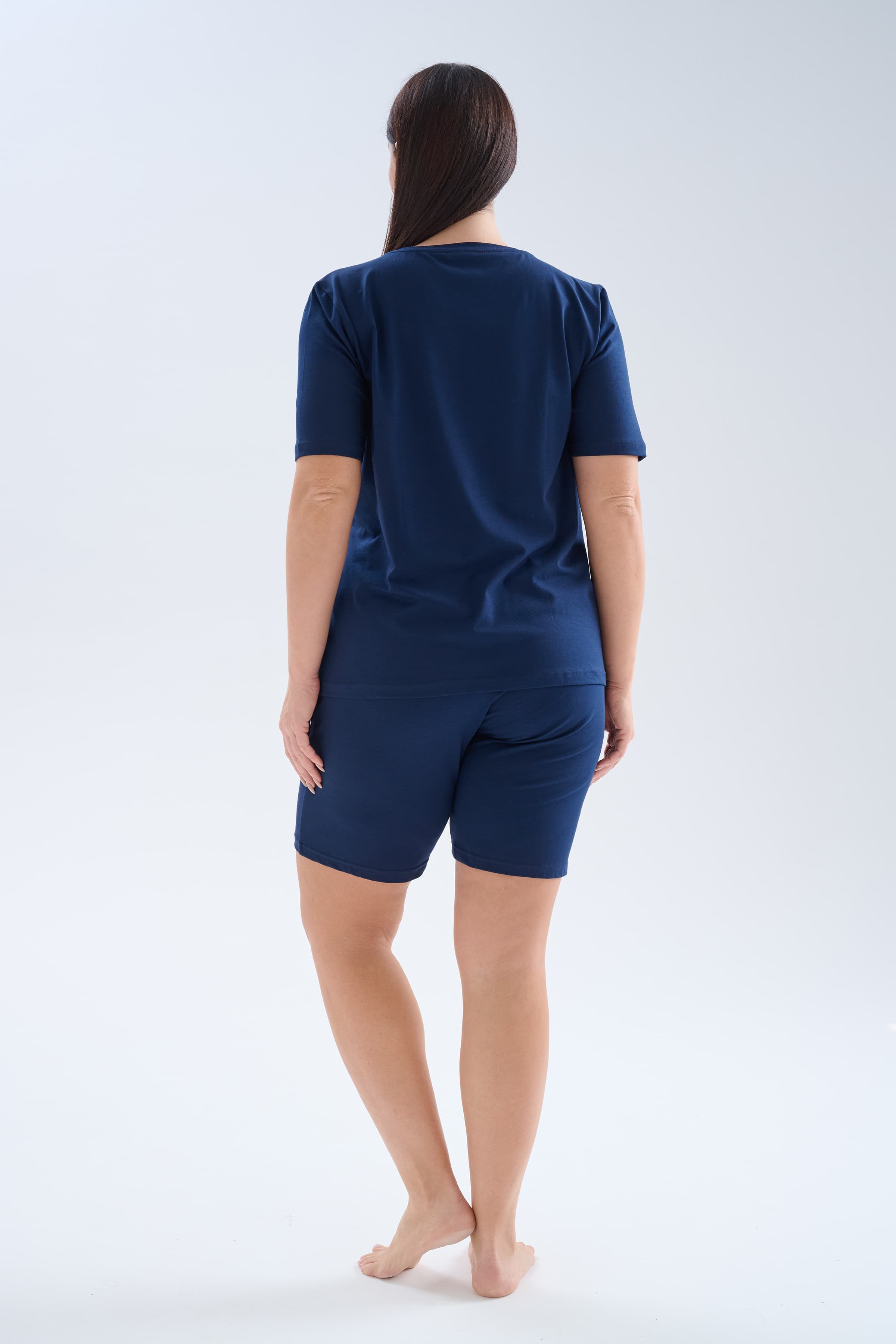 Women's Navy Cotton Pajama Set — view 4