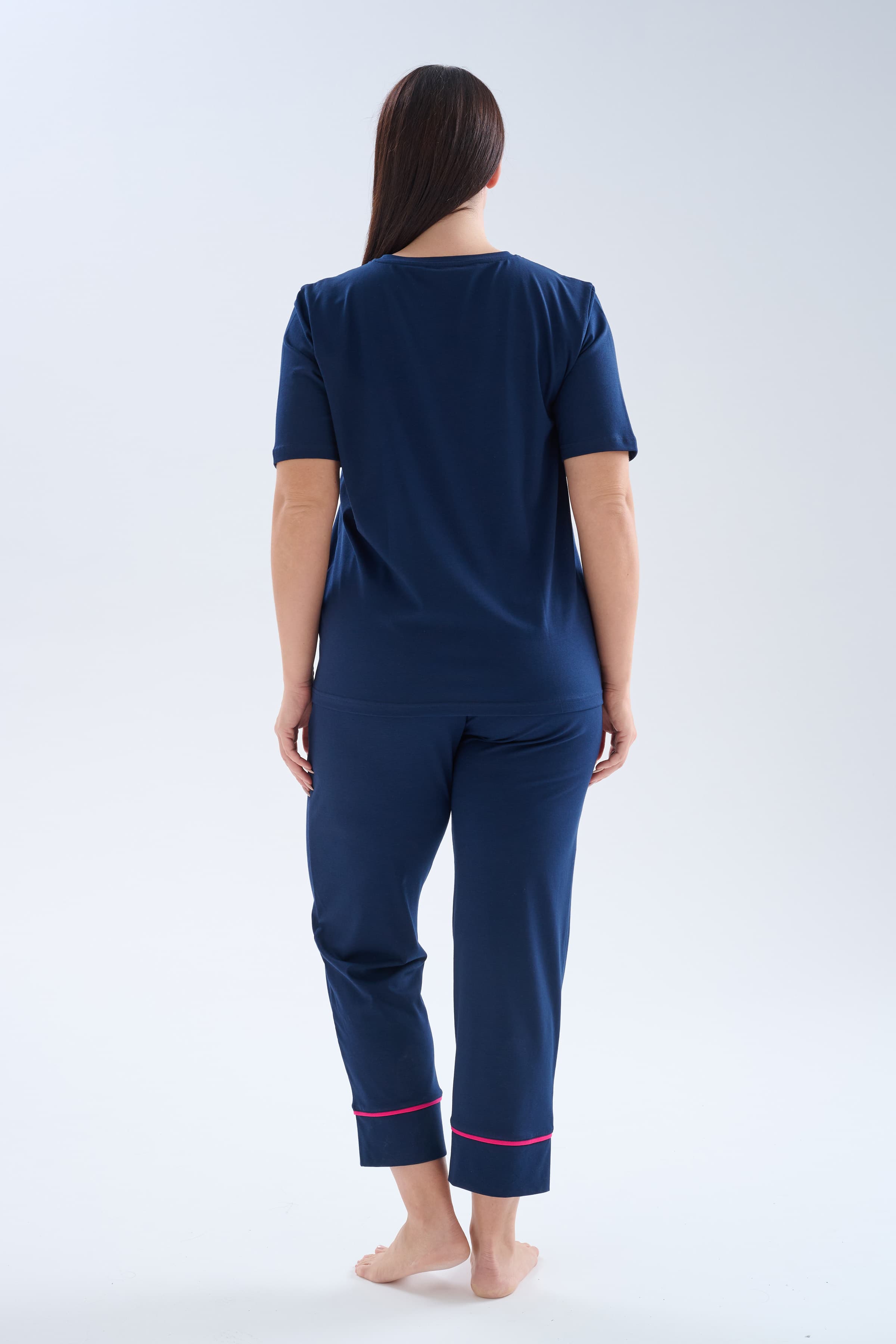 Women's Navy Cotton Pajama Set — view 4