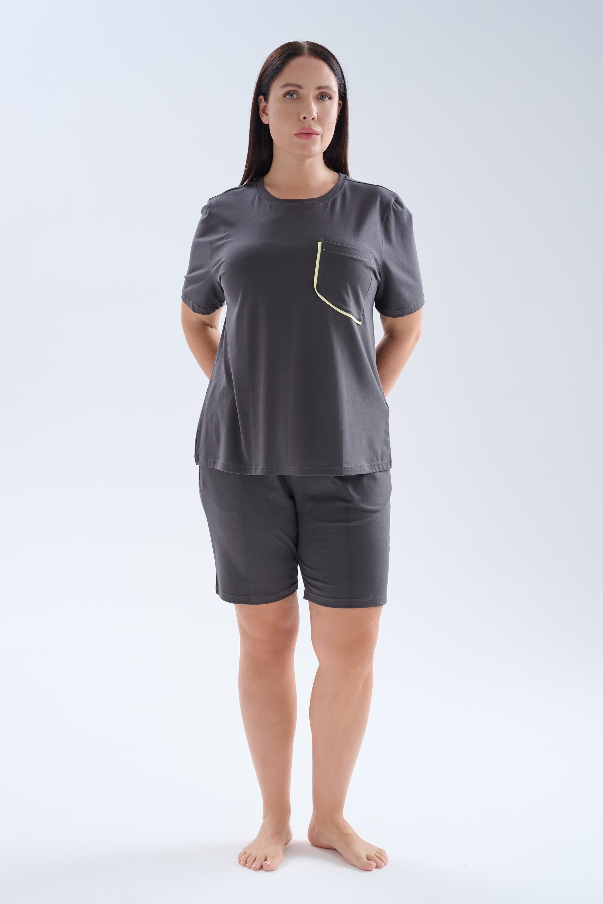 Women's Neutral Cotton Pajama Set — view 1