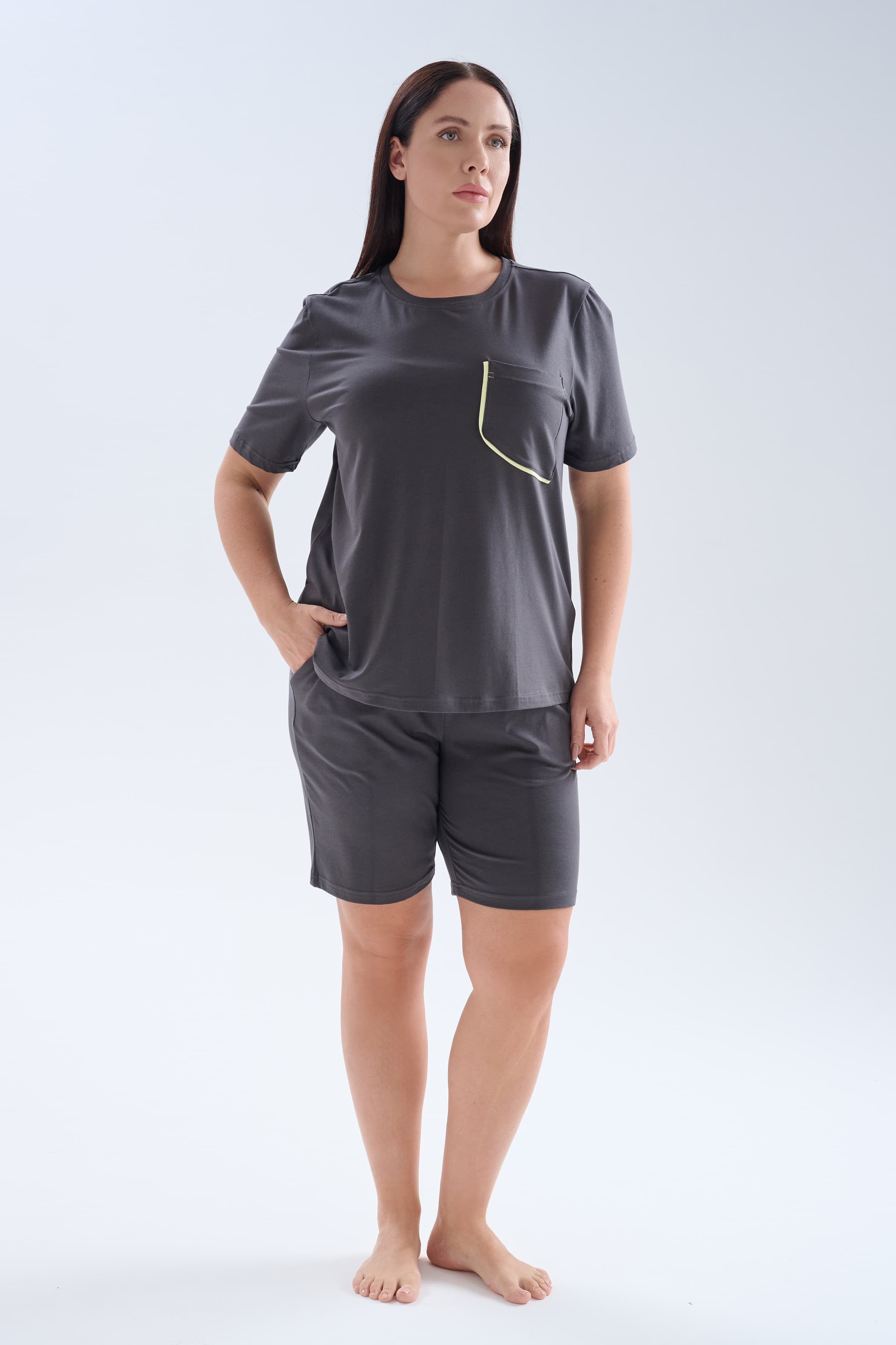 Women's Neutral Cotton Pajama Set — view 2