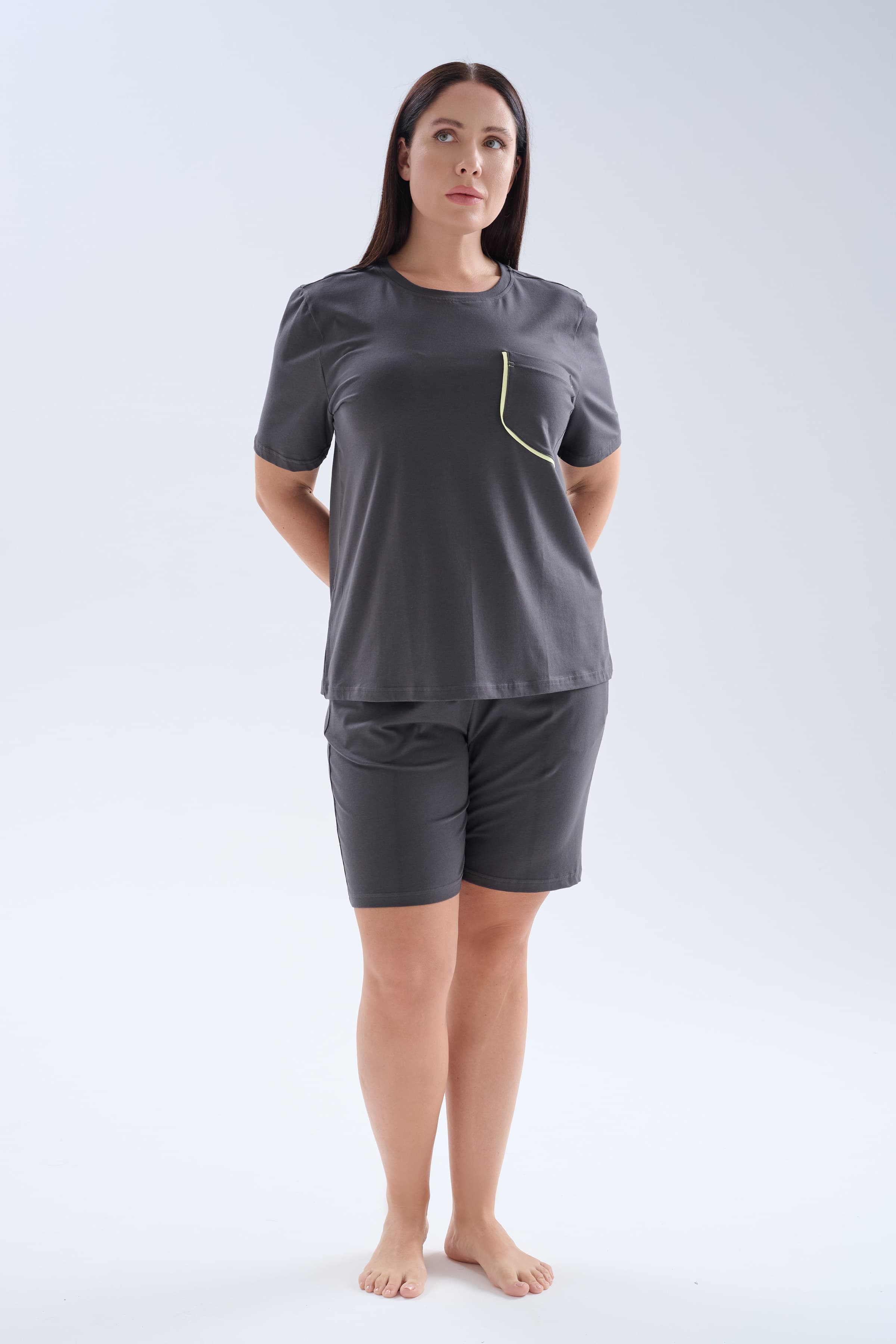 Women's Neutral Cotton Pajama Set — view 3