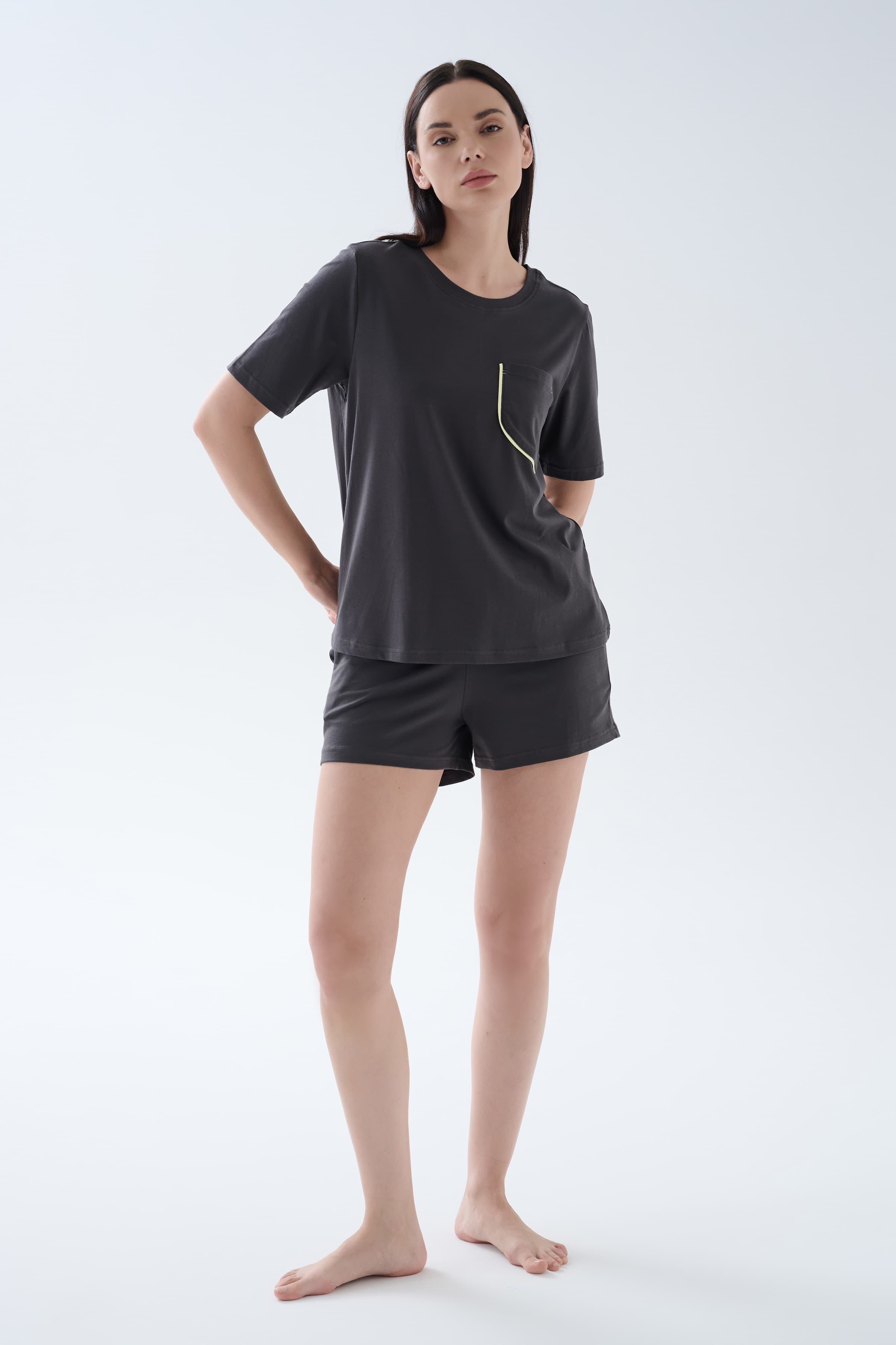 Women's Neutral Cotton Pajama Set — view 4
