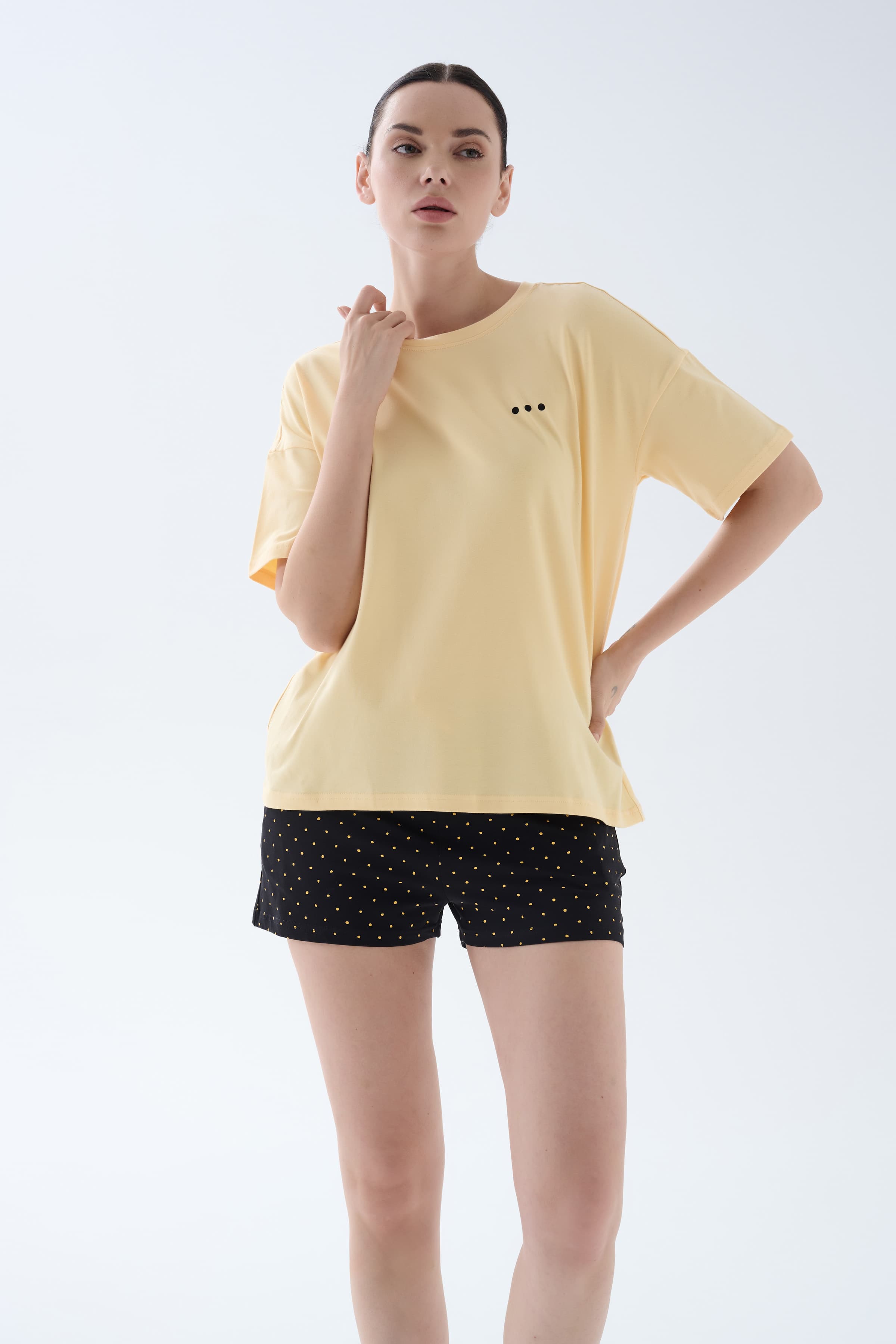 Women's Neutral Cotton Pajama Set — view 1
