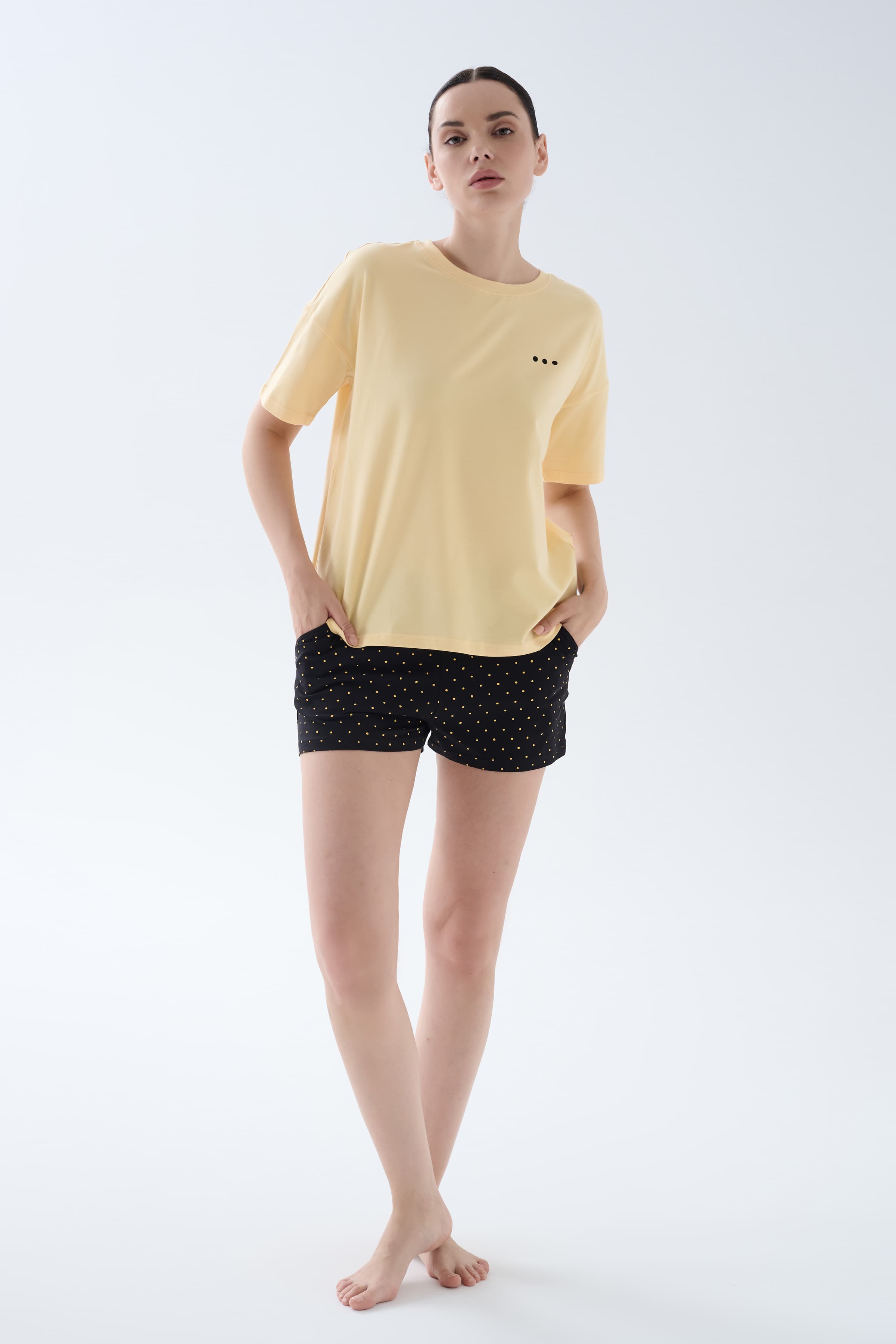 Women's Neutral Cotton Pajama Set — view 2