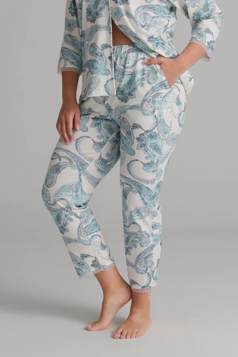 Women's Neutral Printed Cotton Pajama Set — view 1