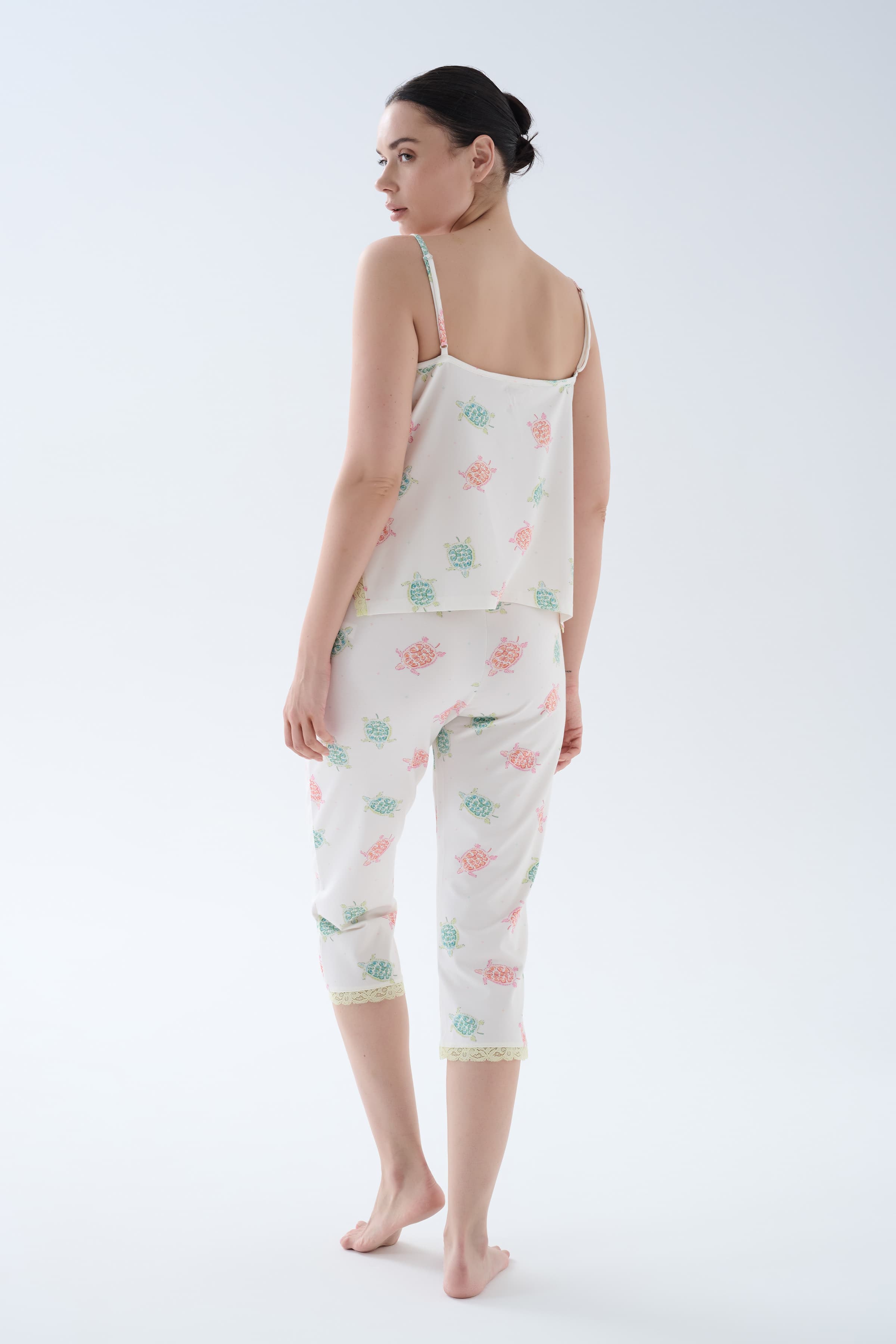 Women's Neutral Printed Cotton Pajama Set — view 4
