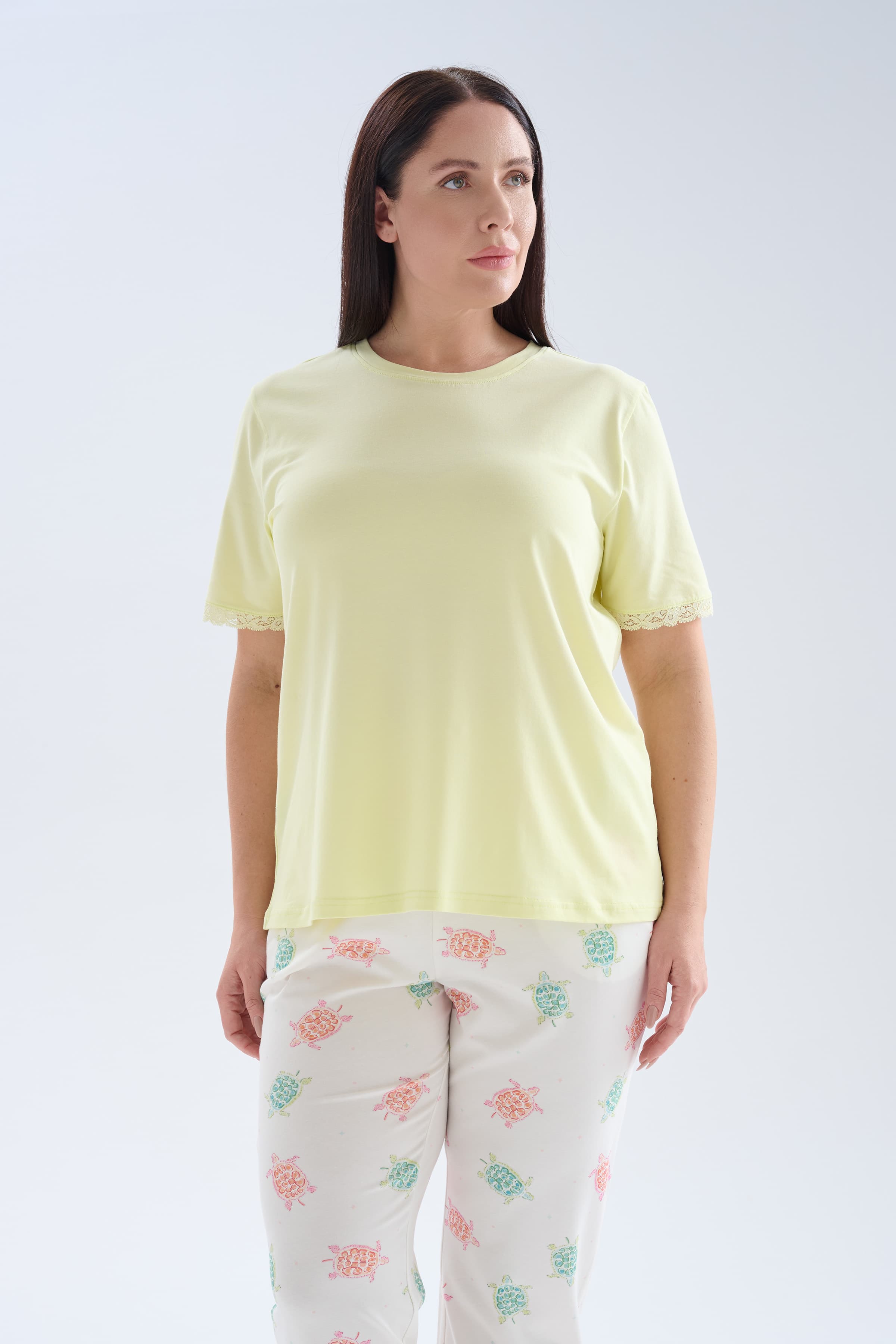 Women's Neutral Printed Cotton Pajama Set — view 1