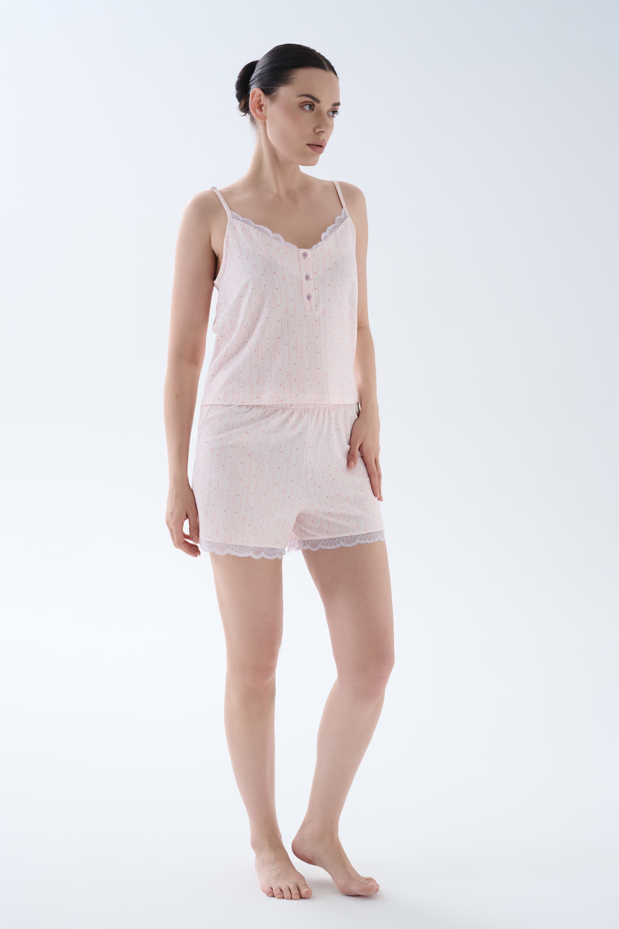 Women's Pink Printed Cotton Pajama Set — view 1