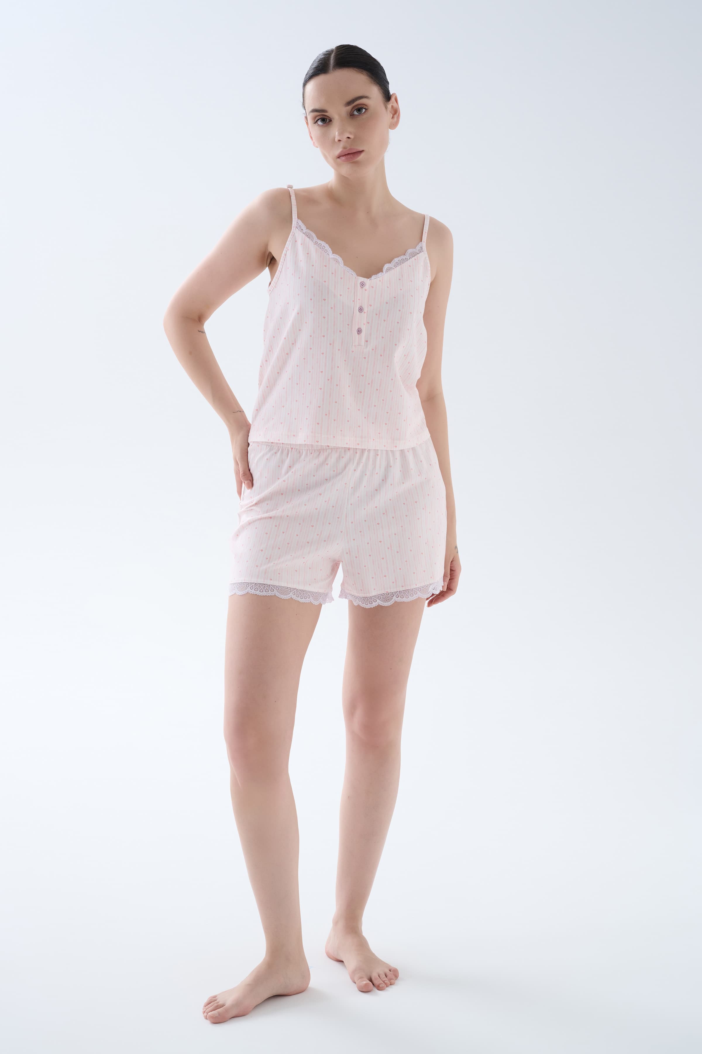 Women's Pink Printed Cotton Pajama Set — view 2