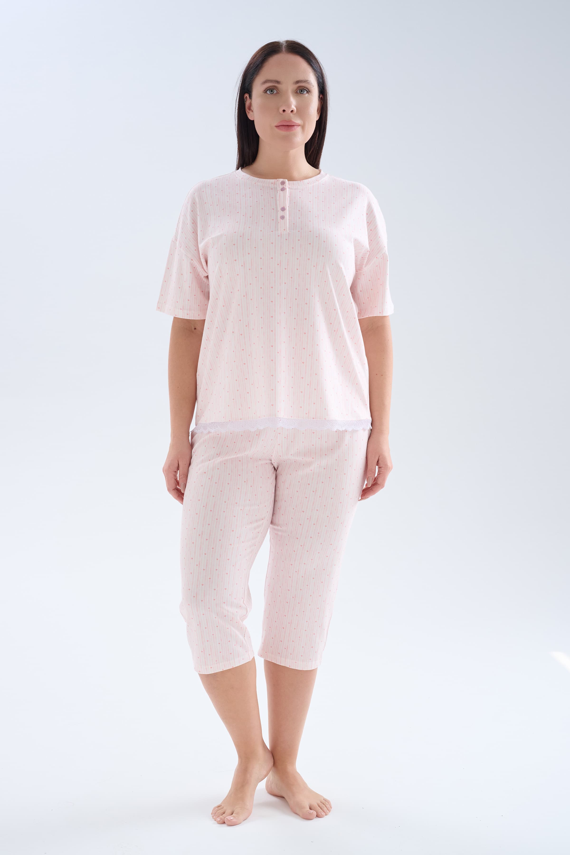 Women's Pink Printed Cotton Pajama Set — view 2