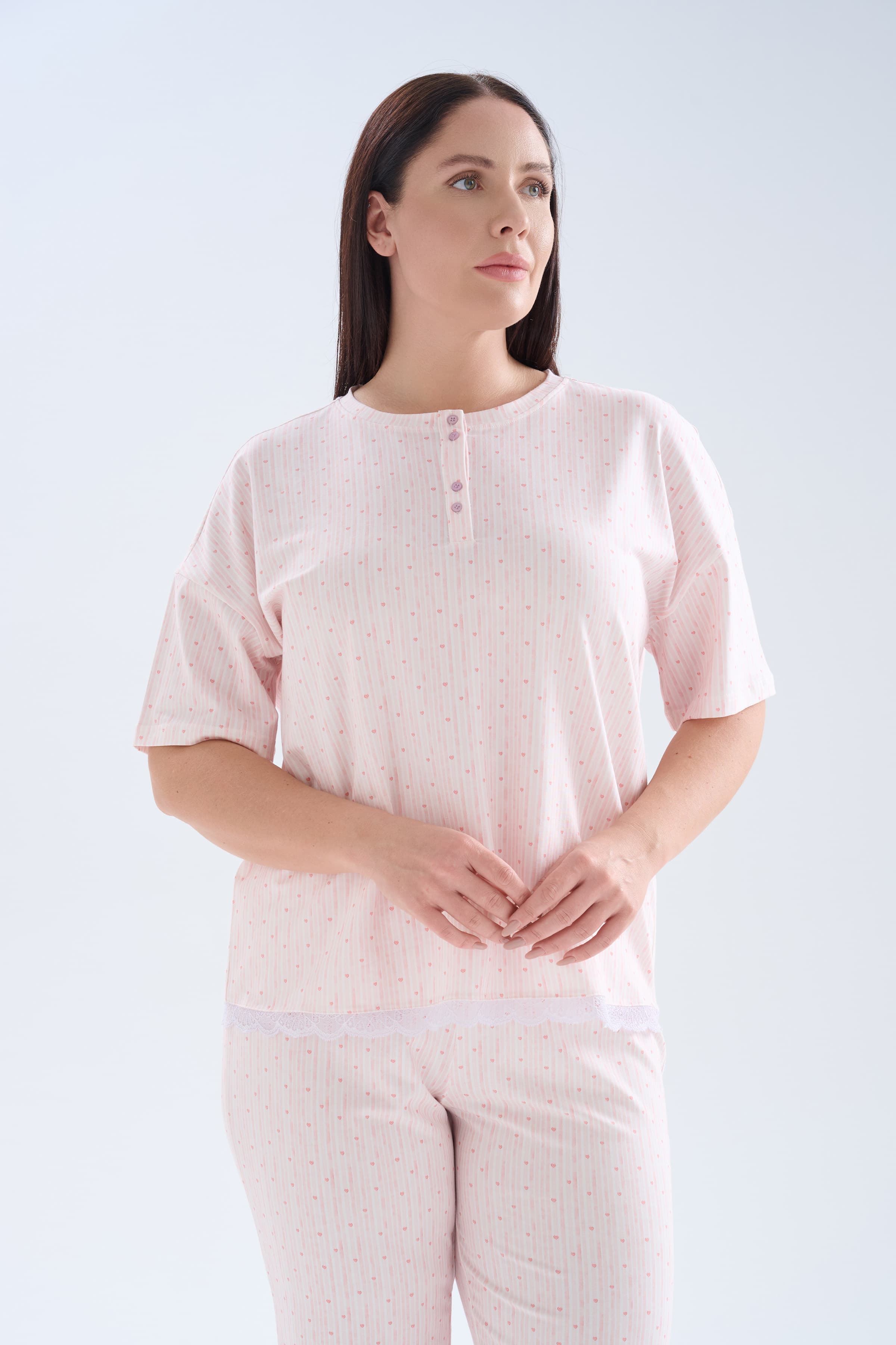 Women's Pink Printed Cotton Pajama Set — view 3