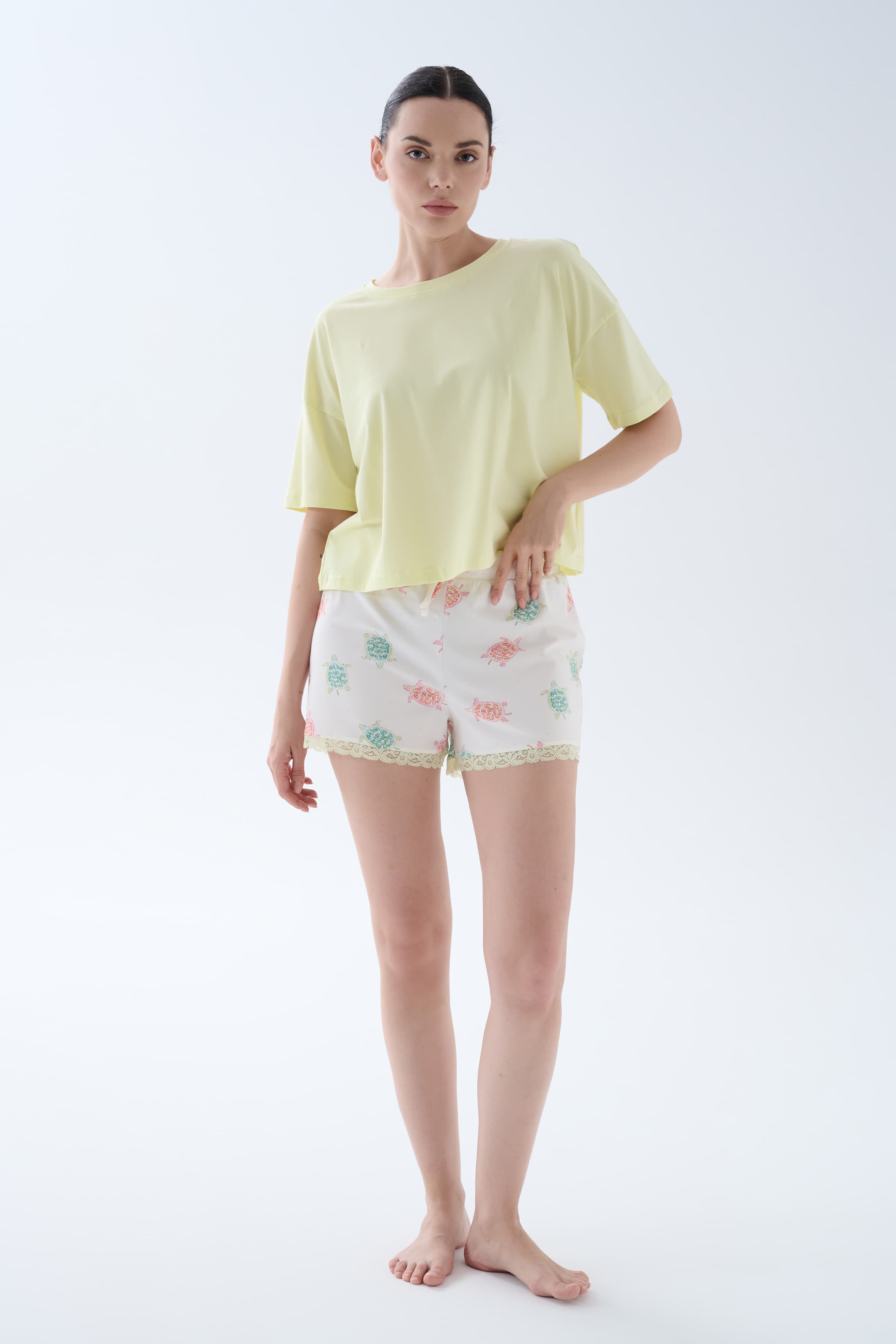 Women's Yellow Cotton Pajama Set — view 2