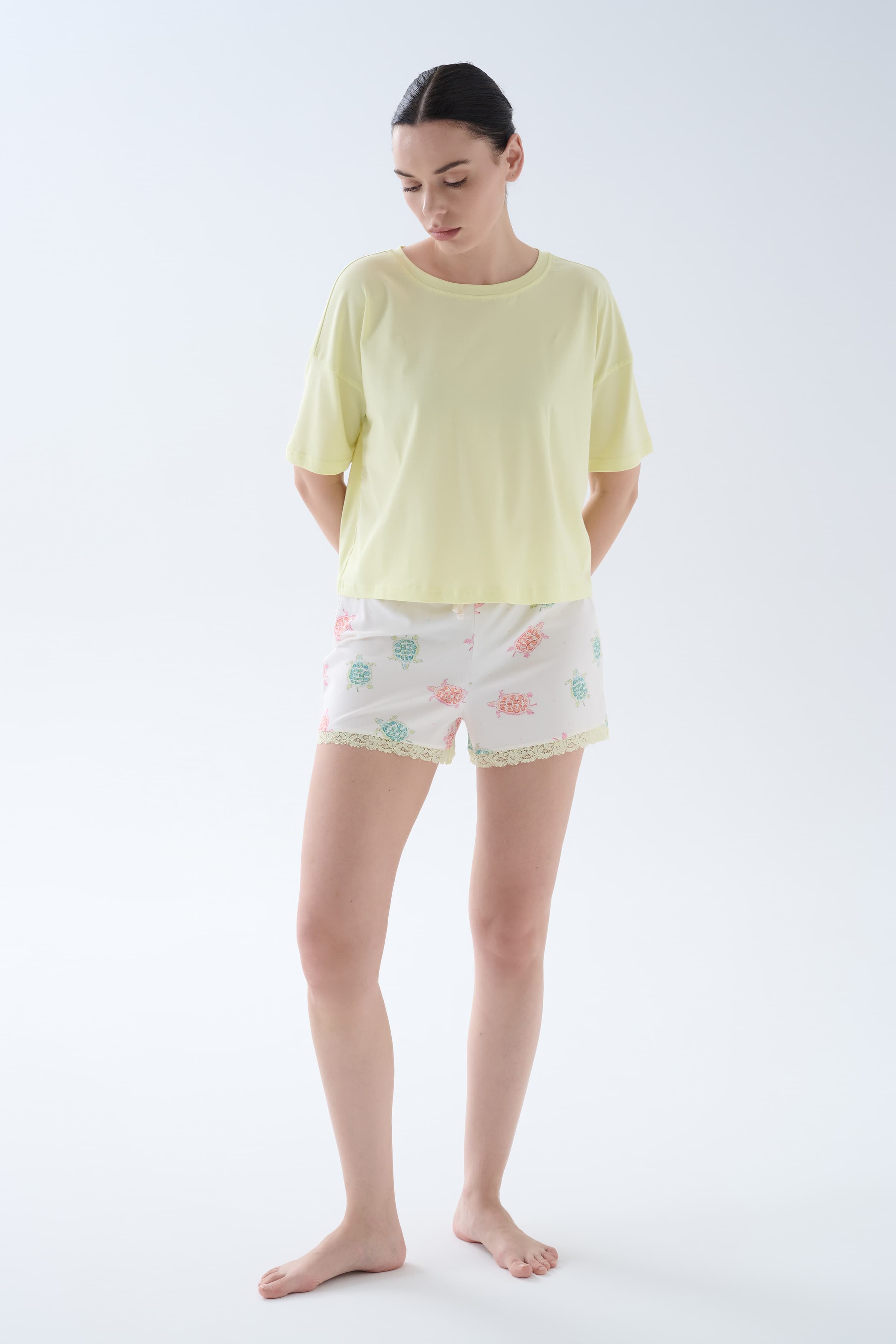 Women's Yellow Cotton Pajama Set — view 3