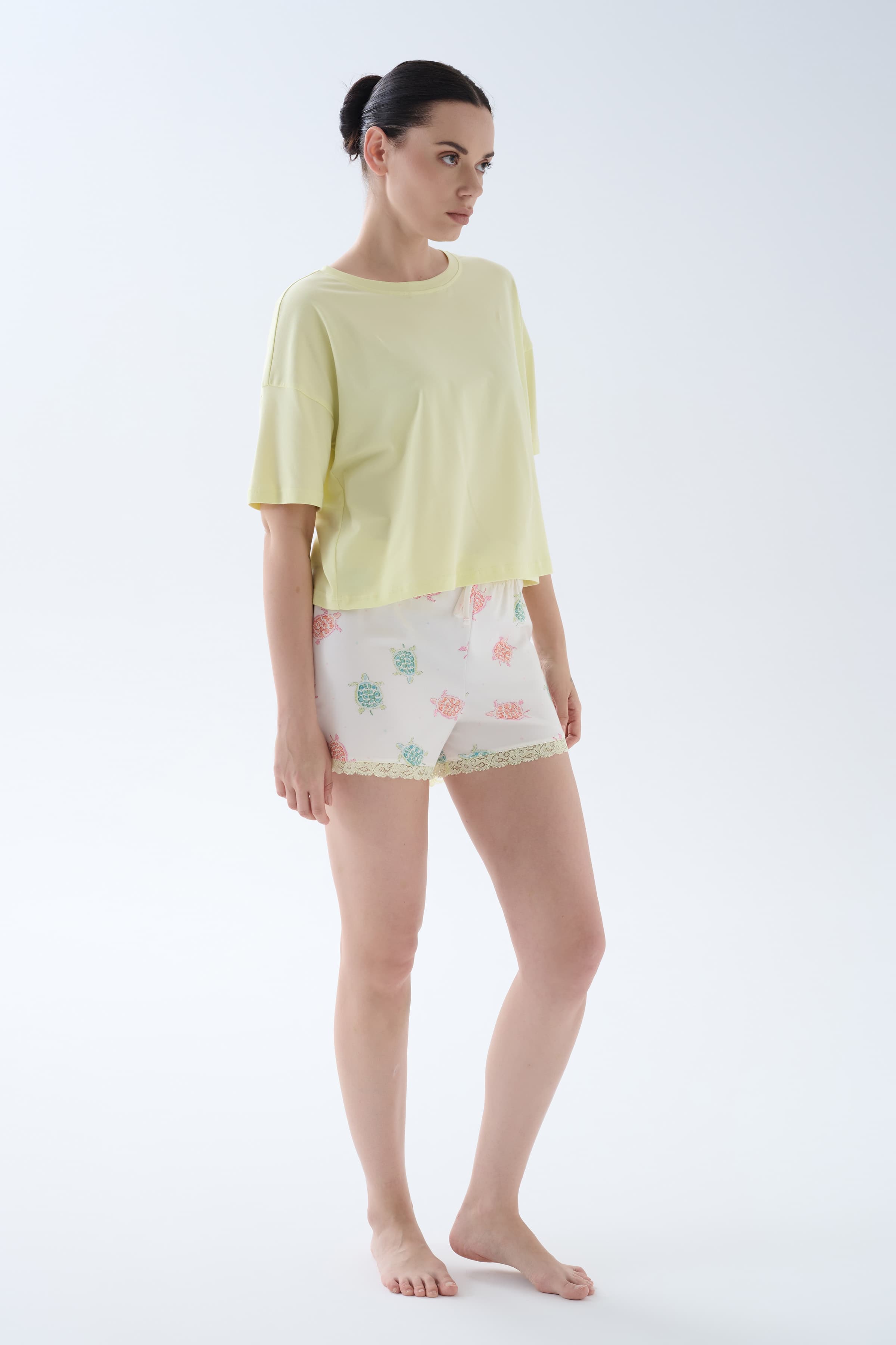 Women's Yellow Cotton Pajama Set — view 4