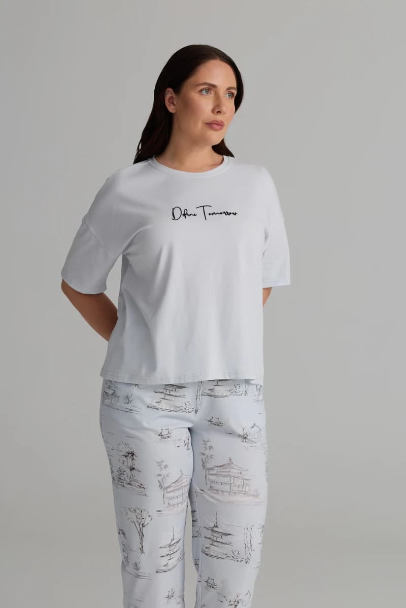 Women's Blue Cotton Pajama Top — view 1