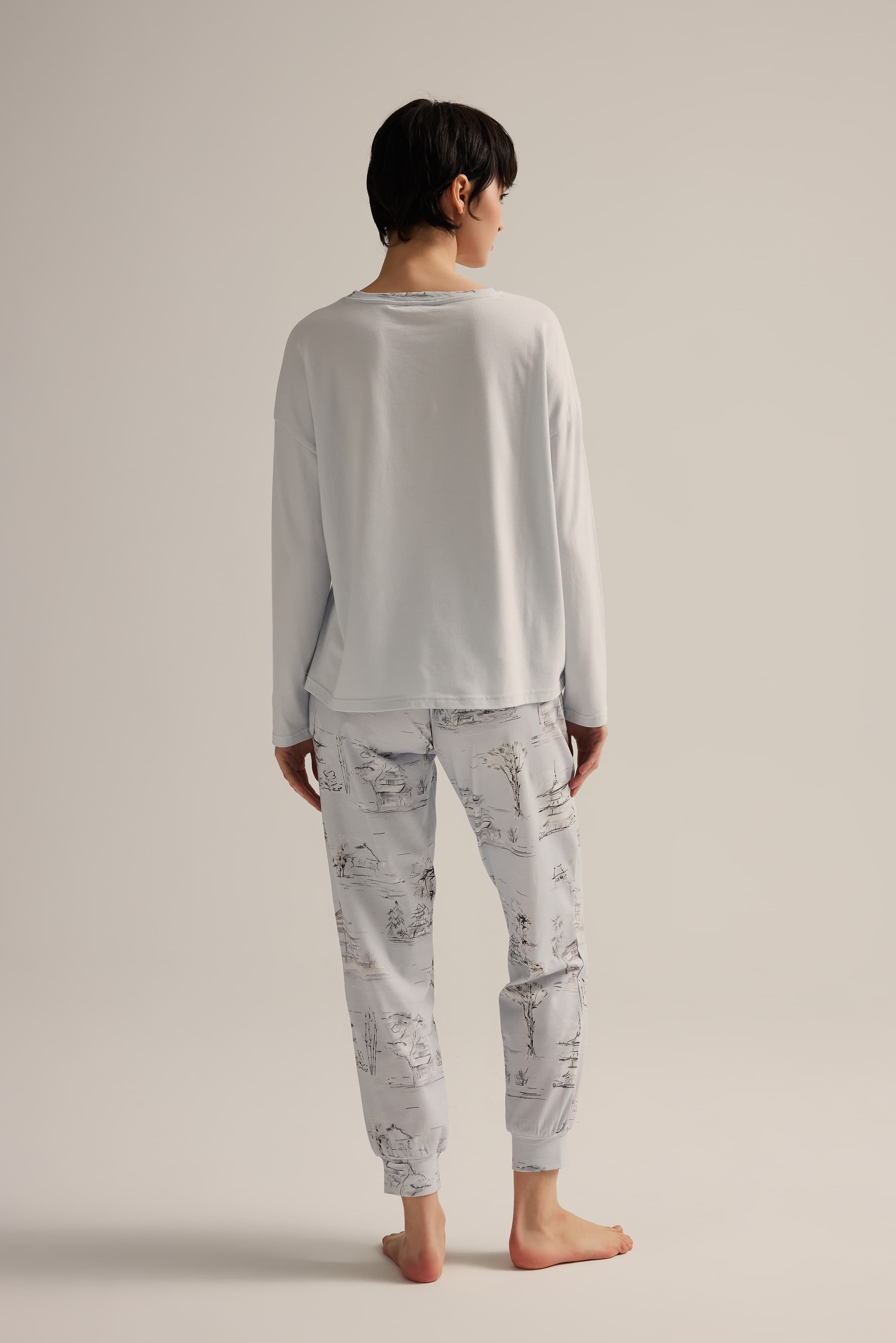 Women's Blue Cotton Pajama Top — view 3