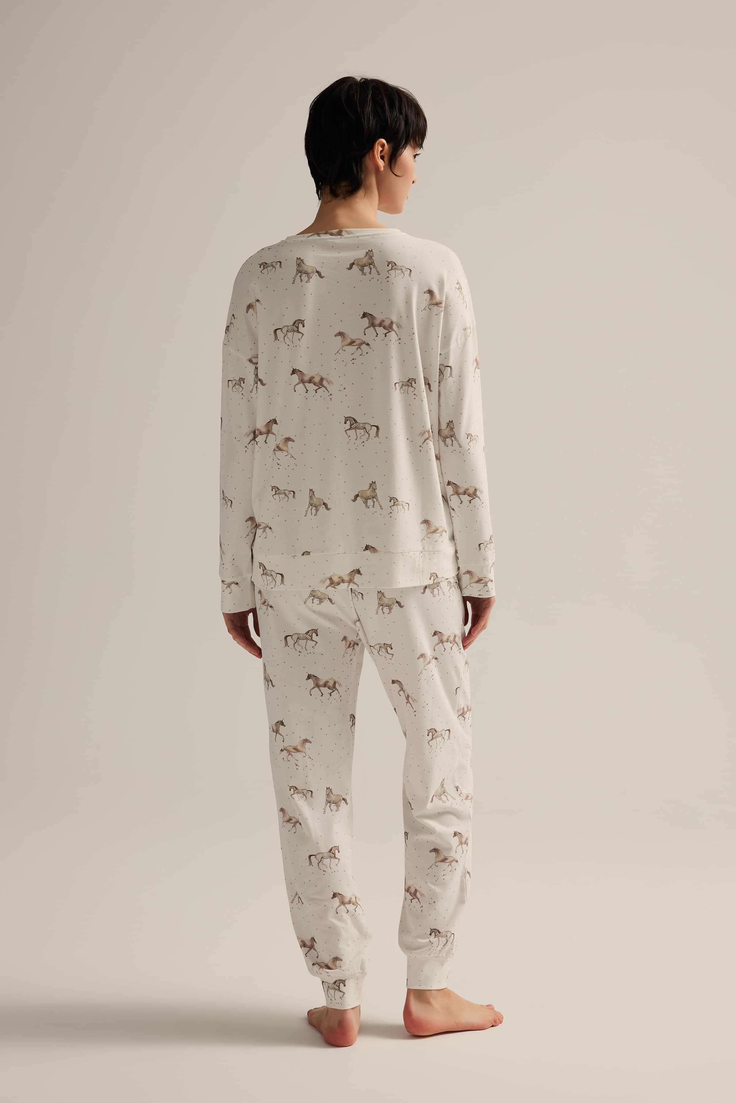 Women's Brown Printed Cotton Pajama Top — view 4