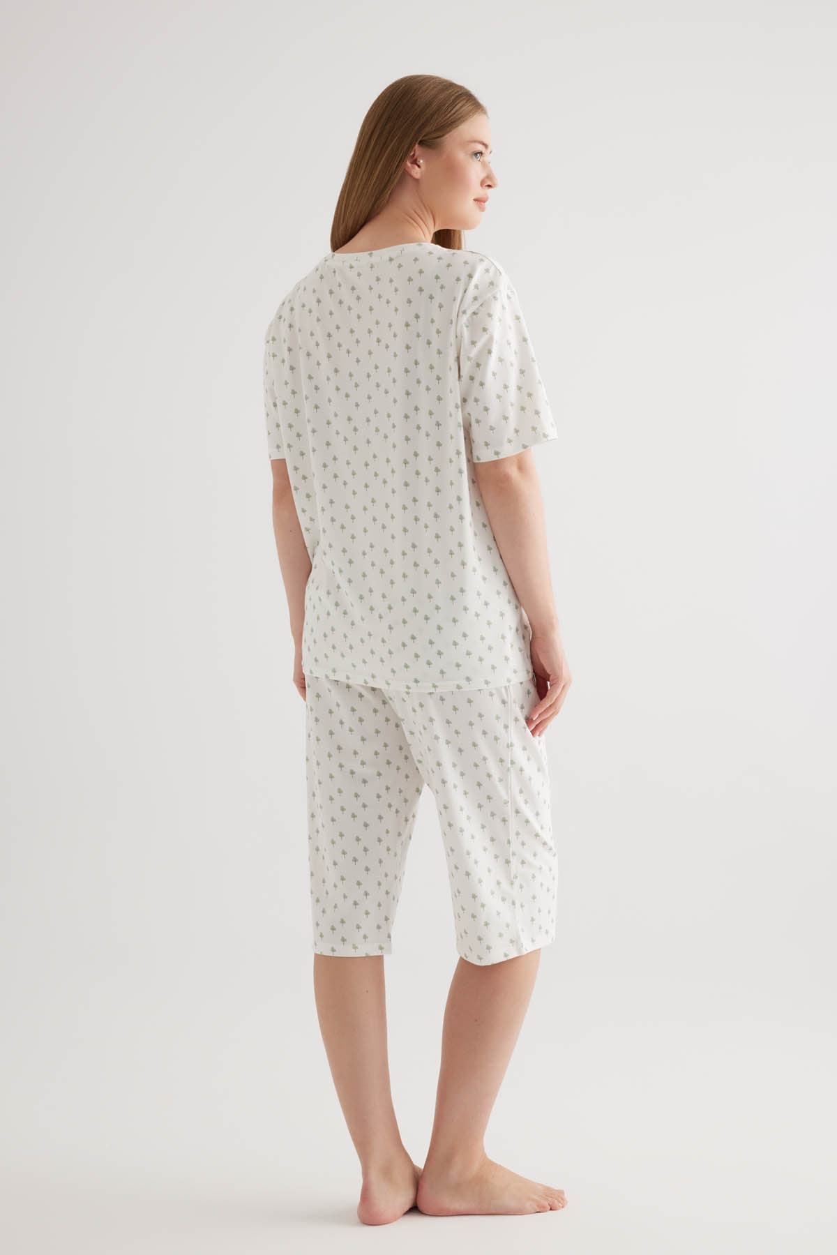 Women's Green Printed Cotton Pajama Top — view 4