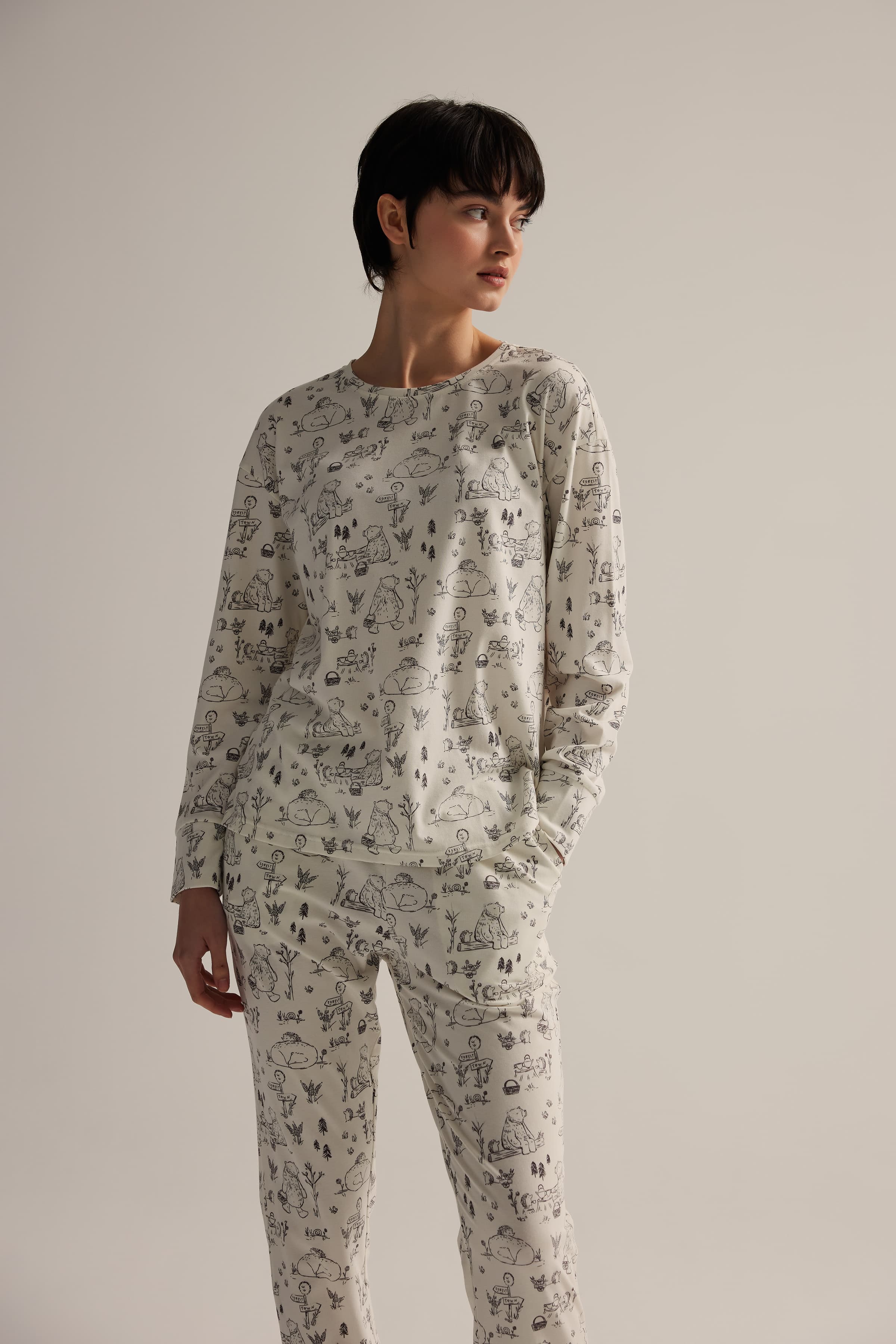 Women's Grey Cotton Pajama Top — view 1