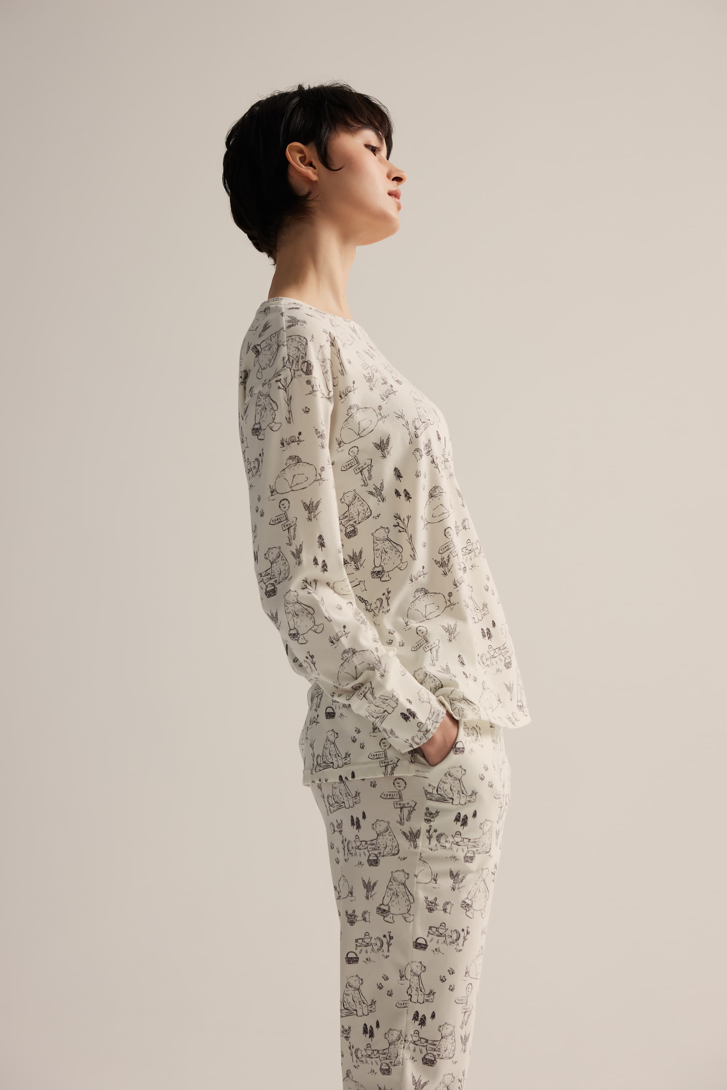 Women's Grey Cotton Pajama Top — view 3
