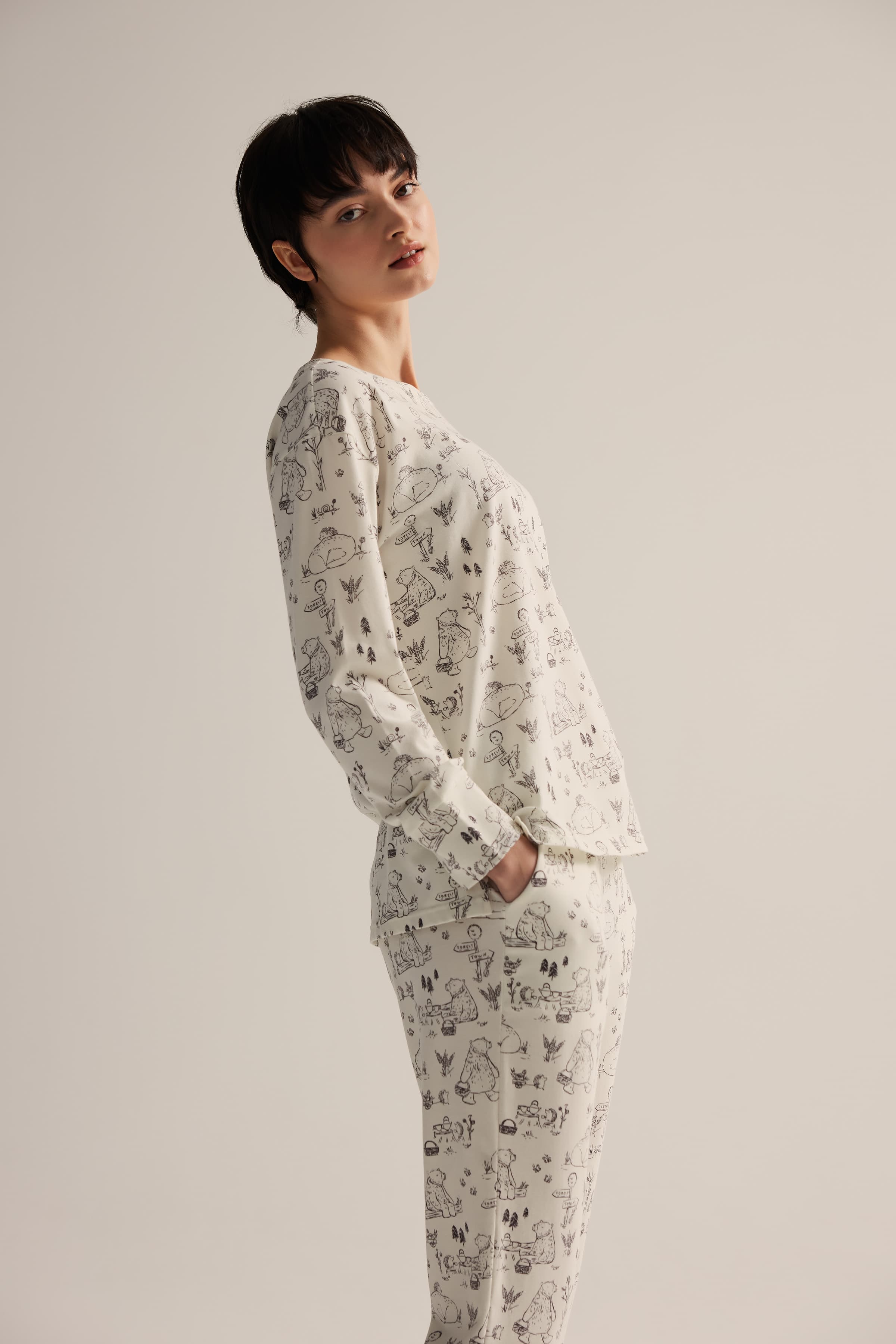 Women's Grey Cotton Pajama Top — view 4