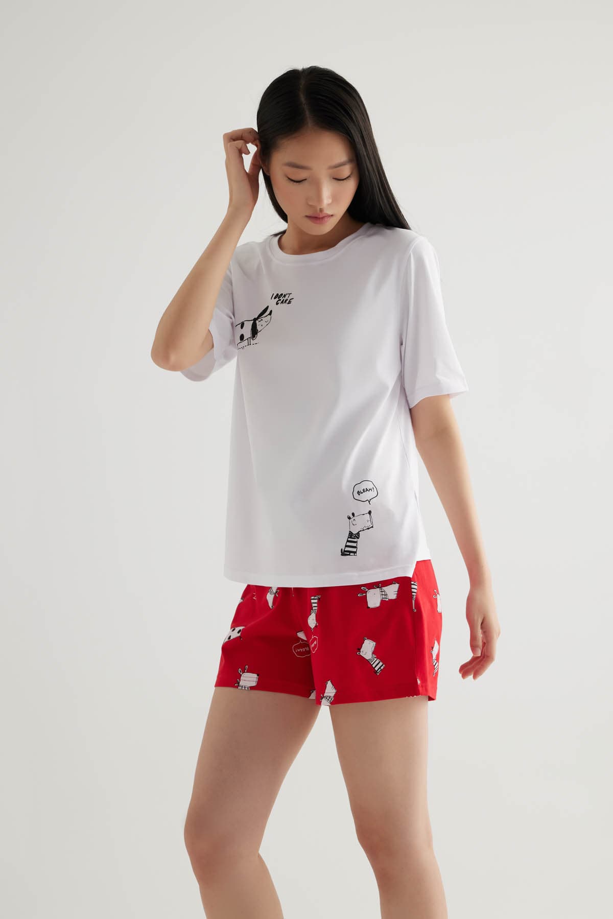 Women's White Cotton Pajama Top — view 3