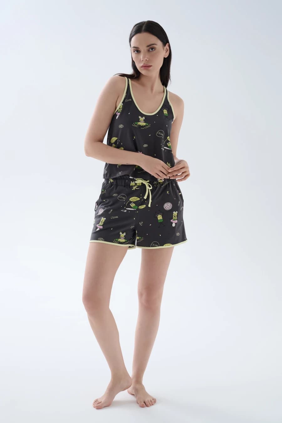 Women's Green Printed Cotton Shorts — view 2