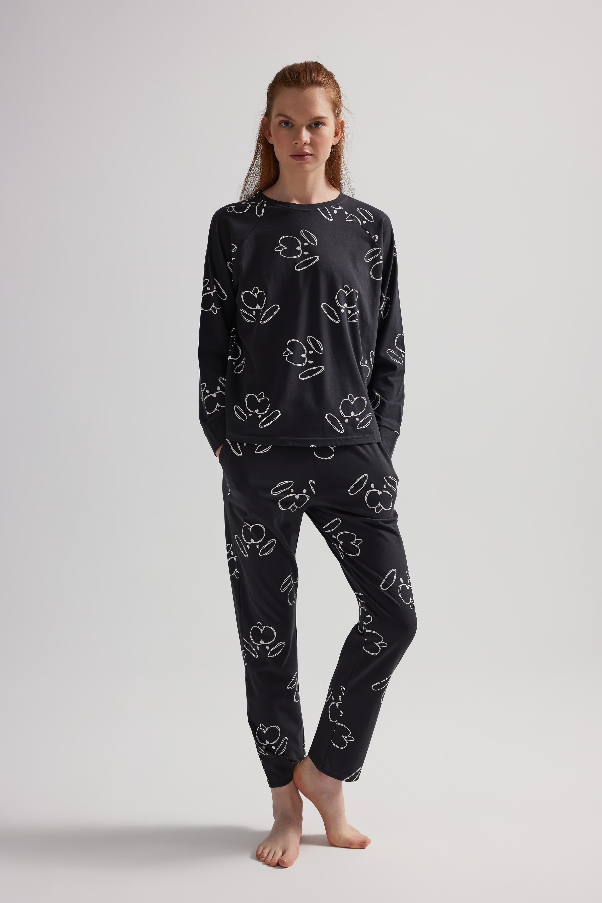 Women's Ecru Printed Cotton Pajama Set — view 2