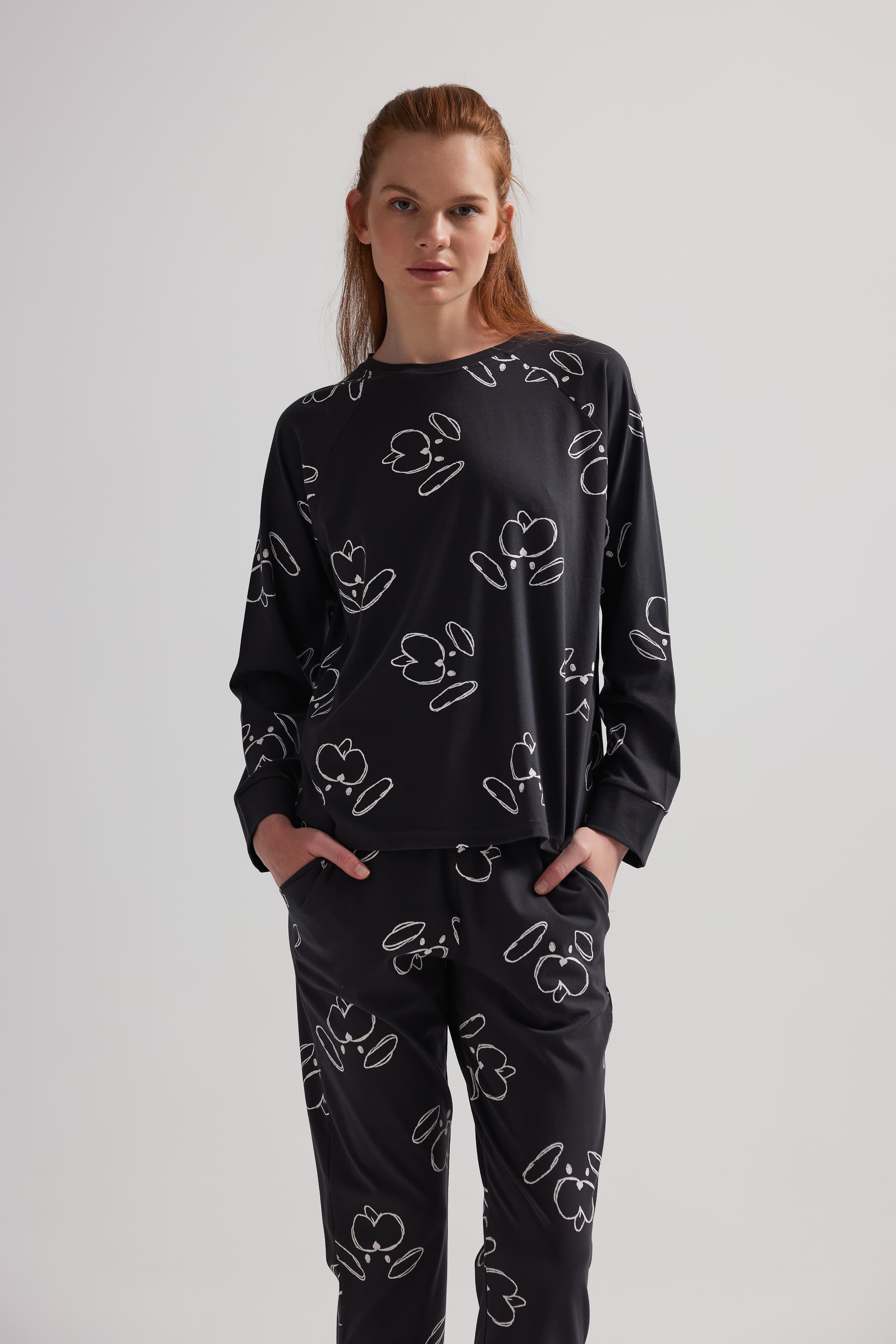 Women's Ecru Printed Cotton Pajama Set — view 3