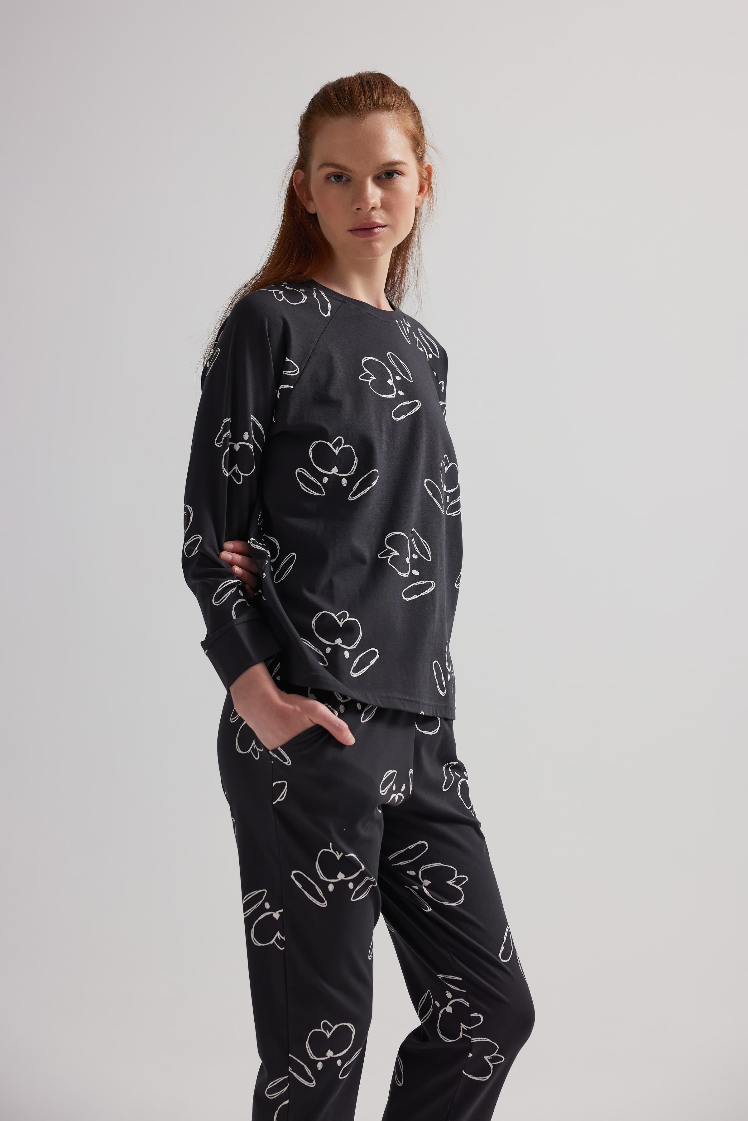 Women's Ecru Printed Cotton Pajama Set — view 4
