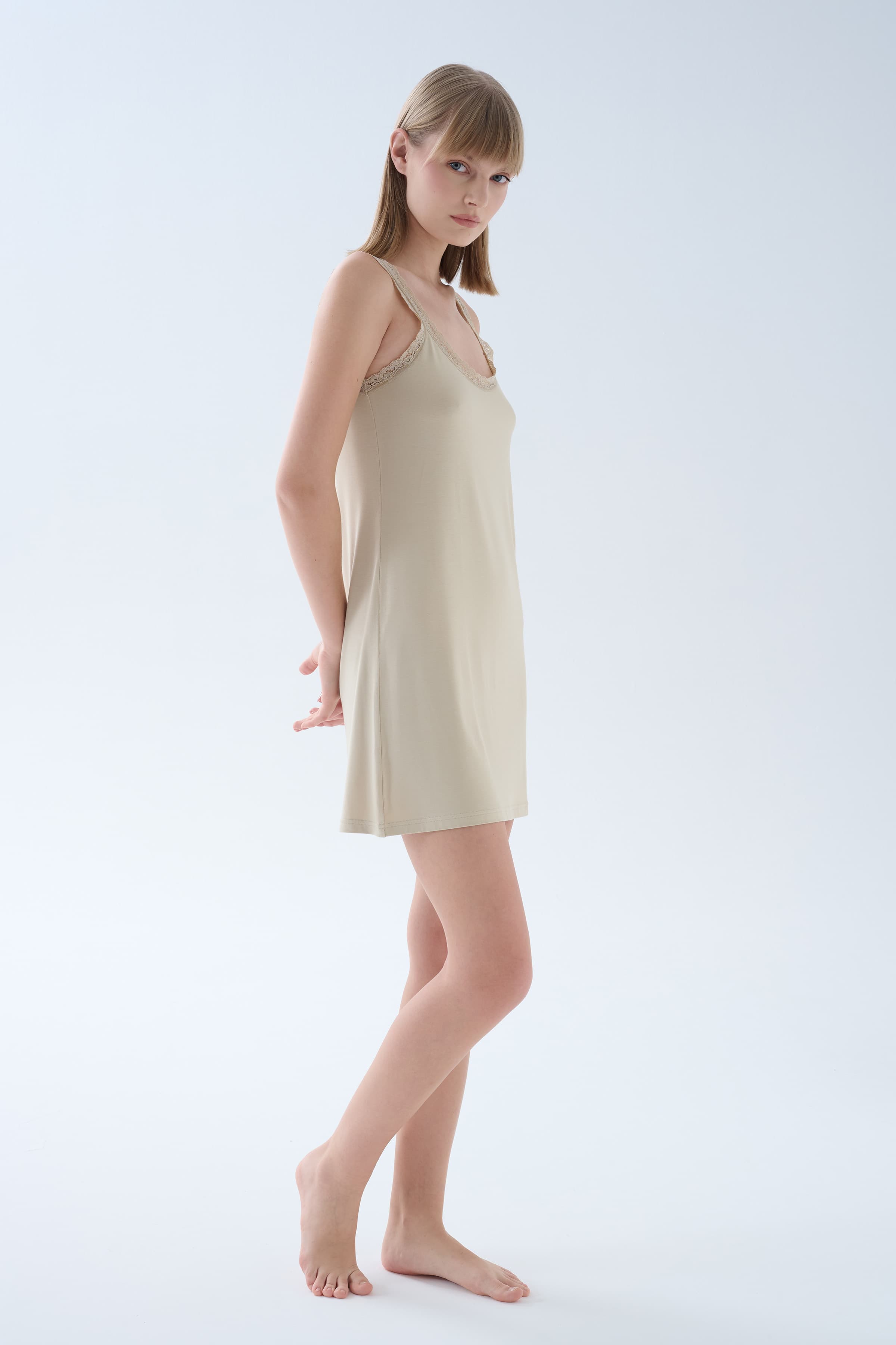 Women's Beige Viscose Nightgown — view 2