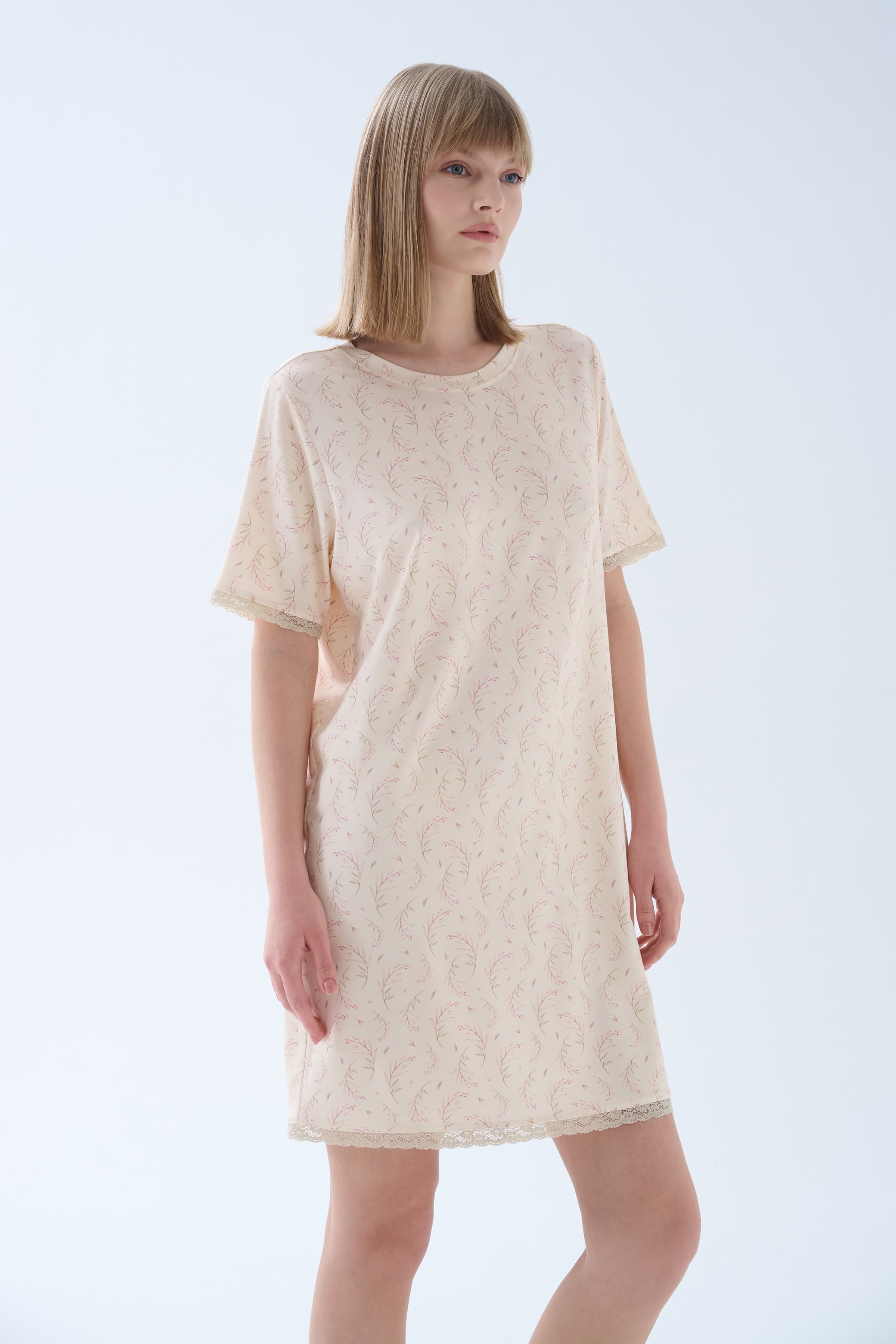 Women's Beige Printed Viscose Nightgown — view 4