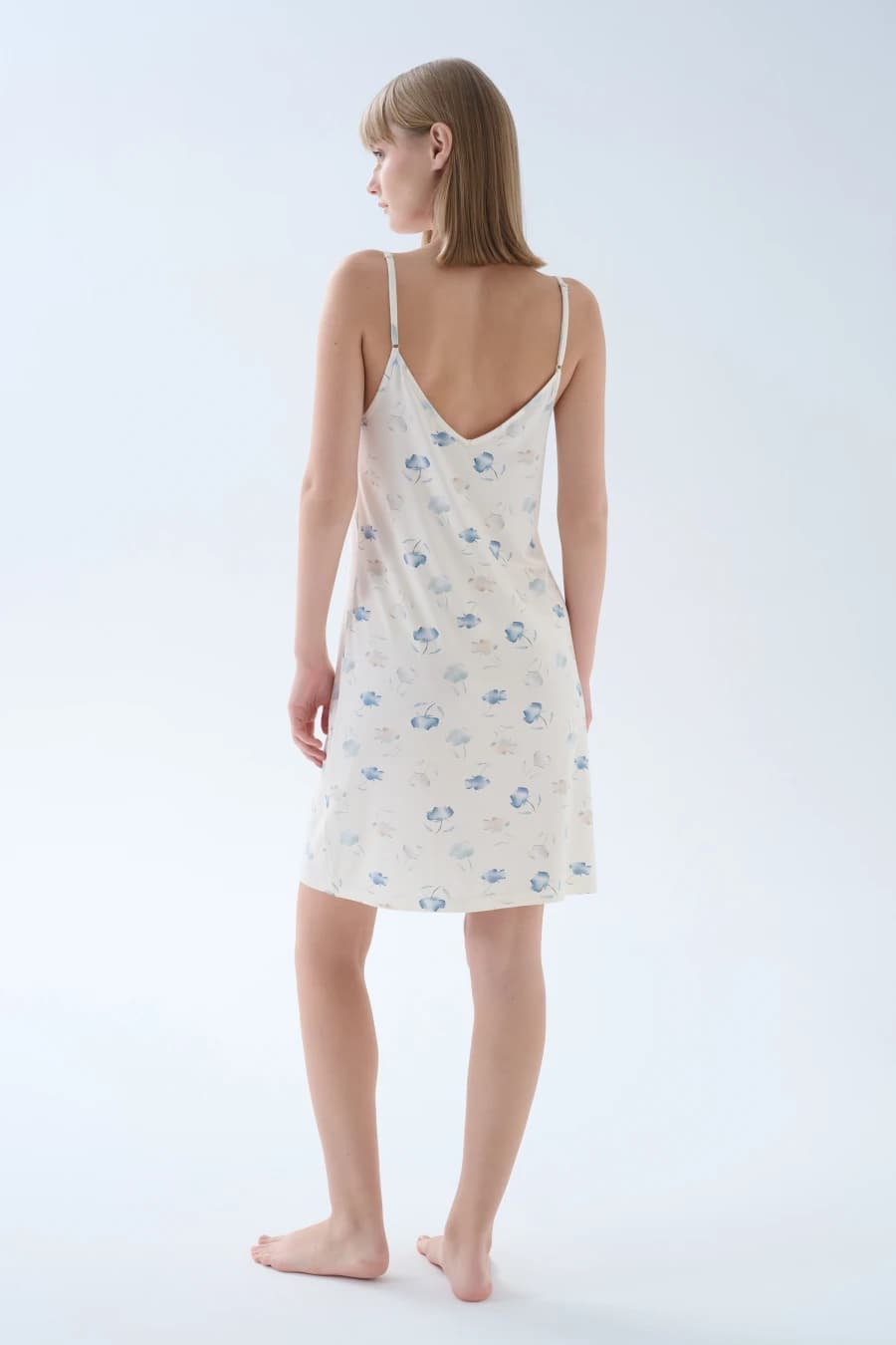 Women's Blue Floral Viscose Nightgown — view 2