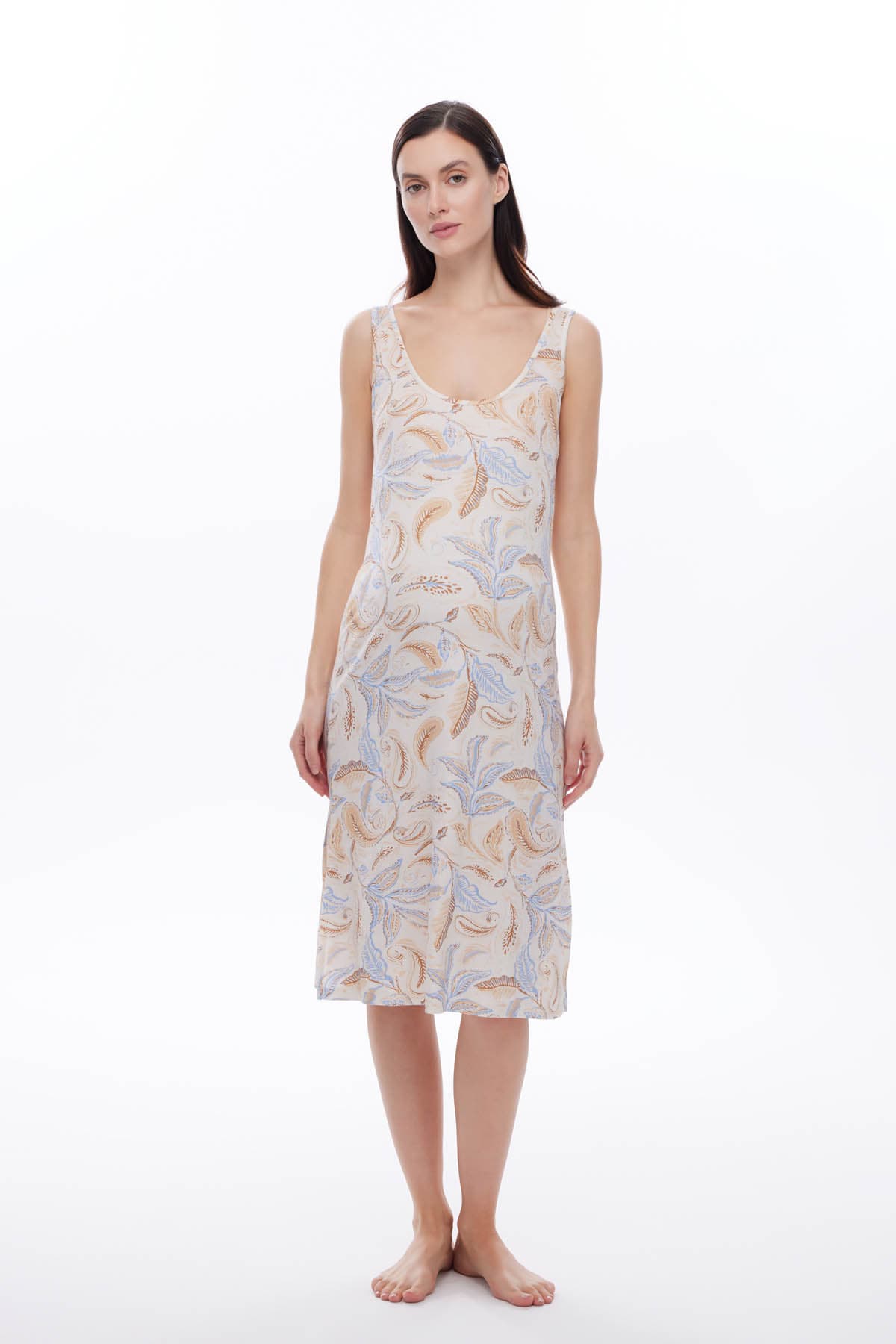 Women's Blue Printed Viscose Nightgown — view 1