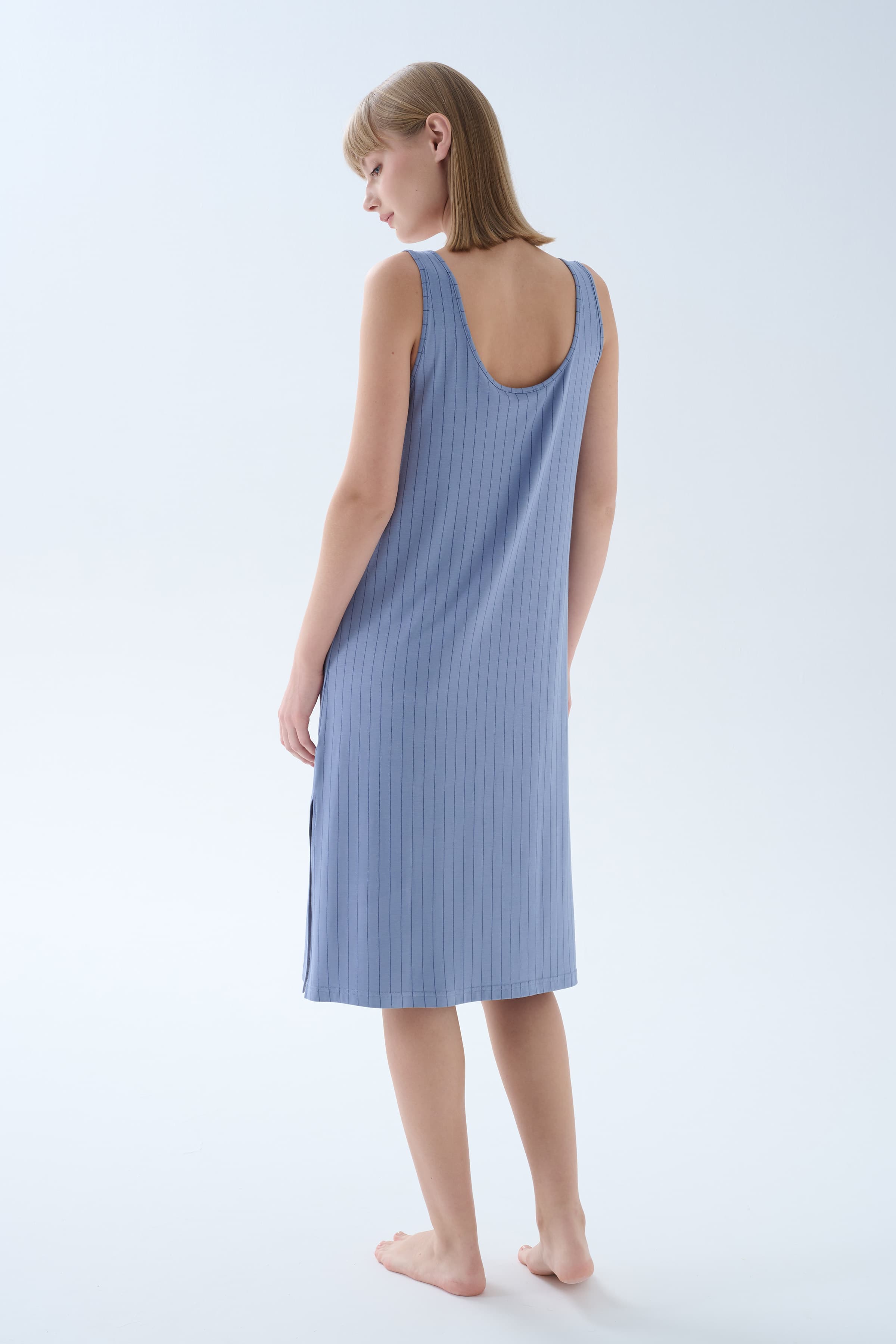 Women's Blue Striped Viscose Nightgown — view 4
