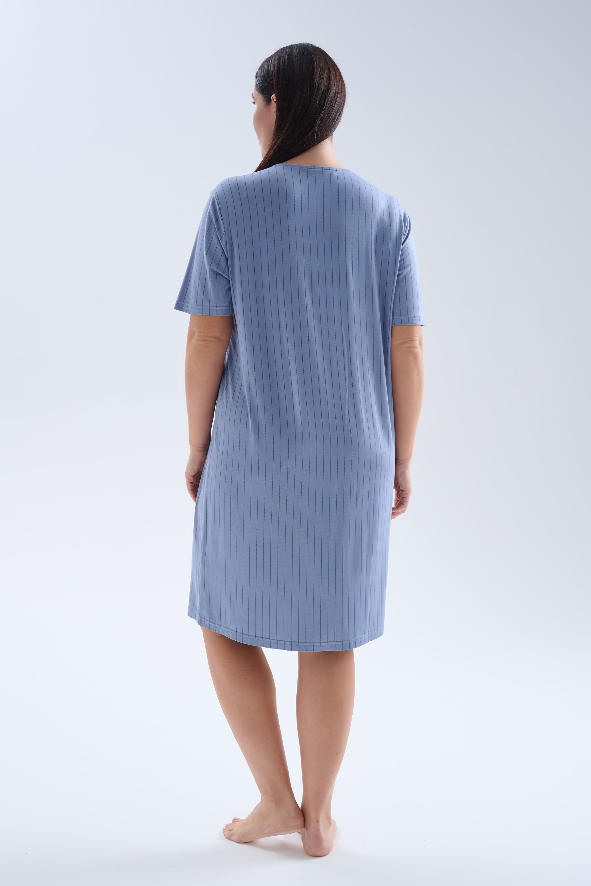 Women's Blue Striped Viscose Nightgown — view 4