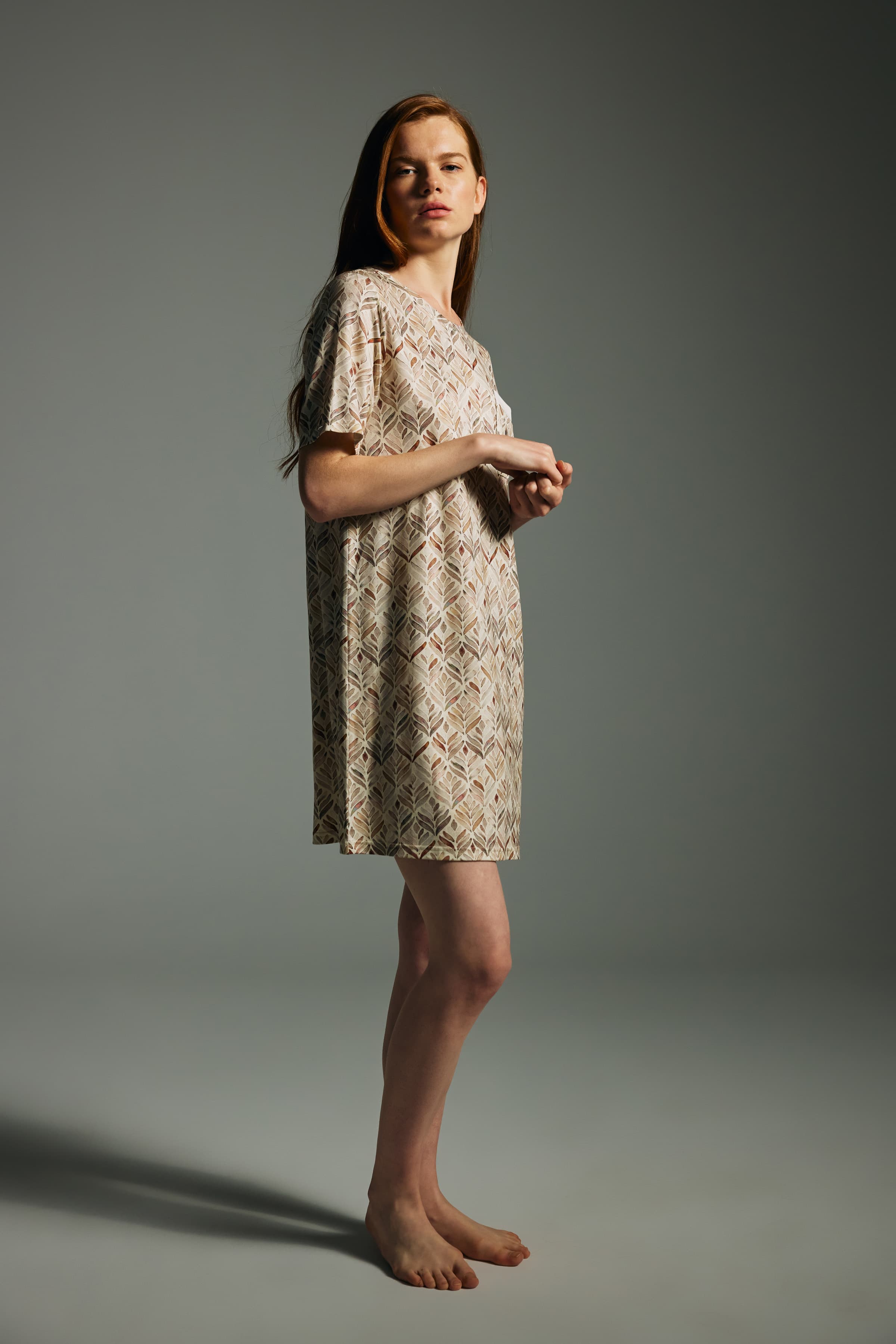 Women's Brown Printed Viscose Nightgown — view 1