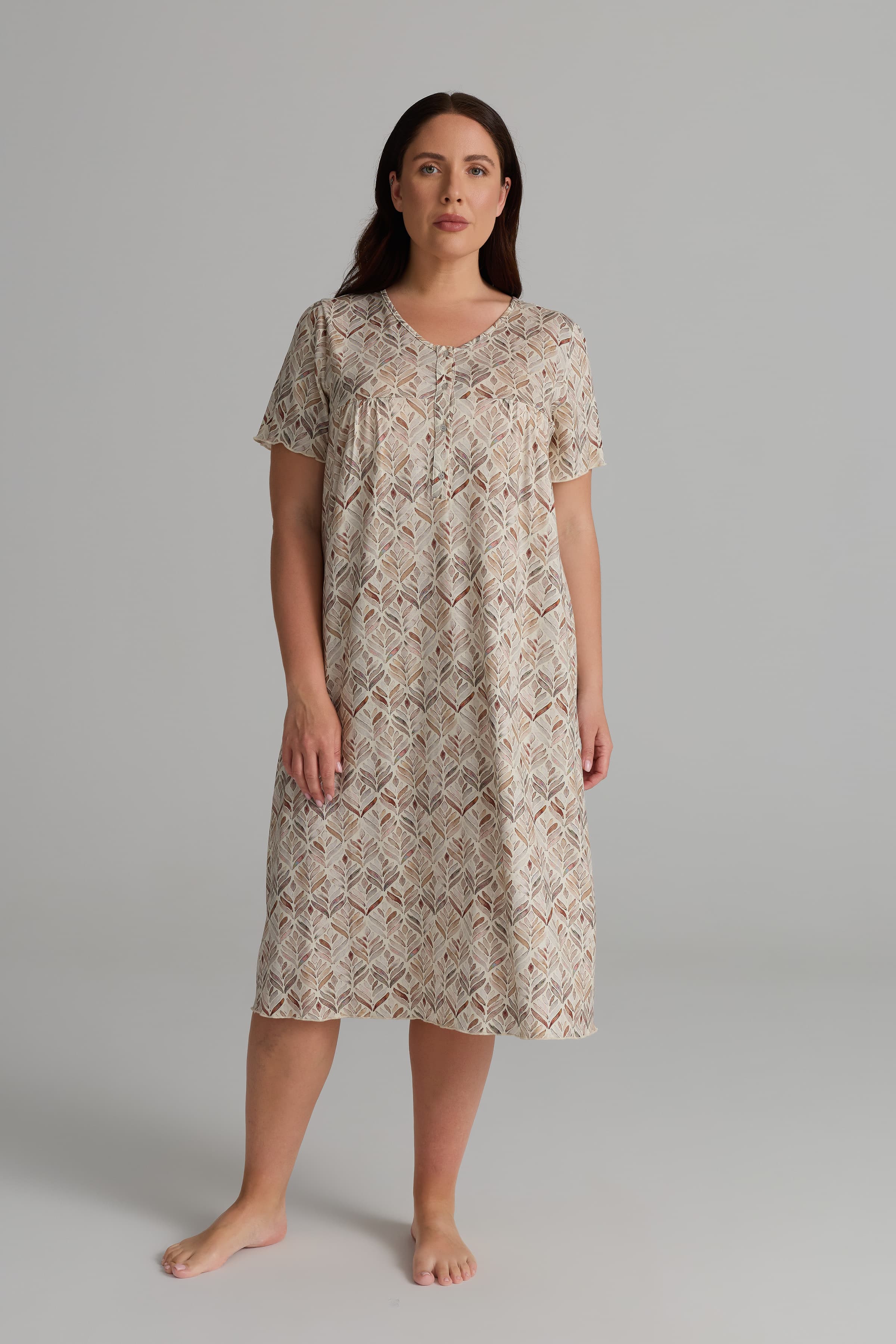 Women's Brown Printed Viscose Nightgown — view 2