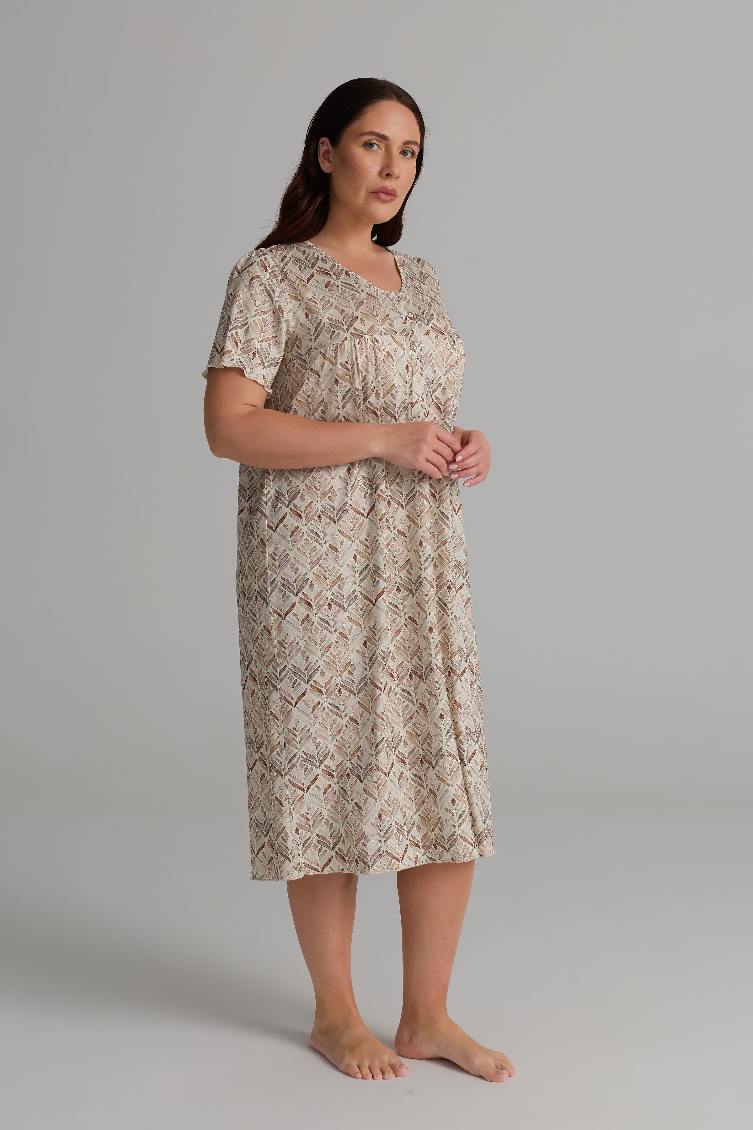 Women's Brown Printed Viscose Nightgown — view 3